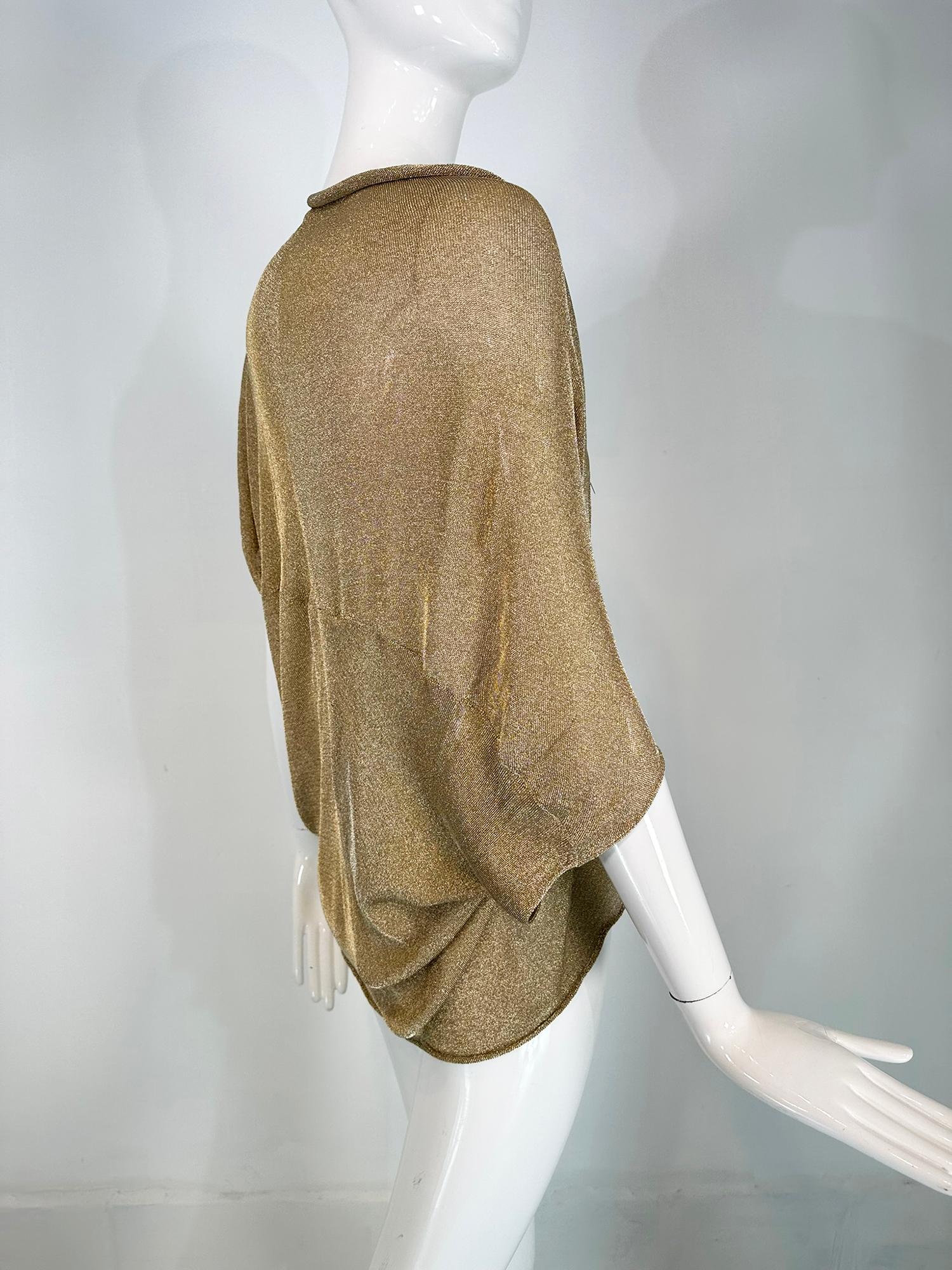 Alberta Ferretti - Cache-nez drapé asymétrique en tricot métallisé doré   en vente 4