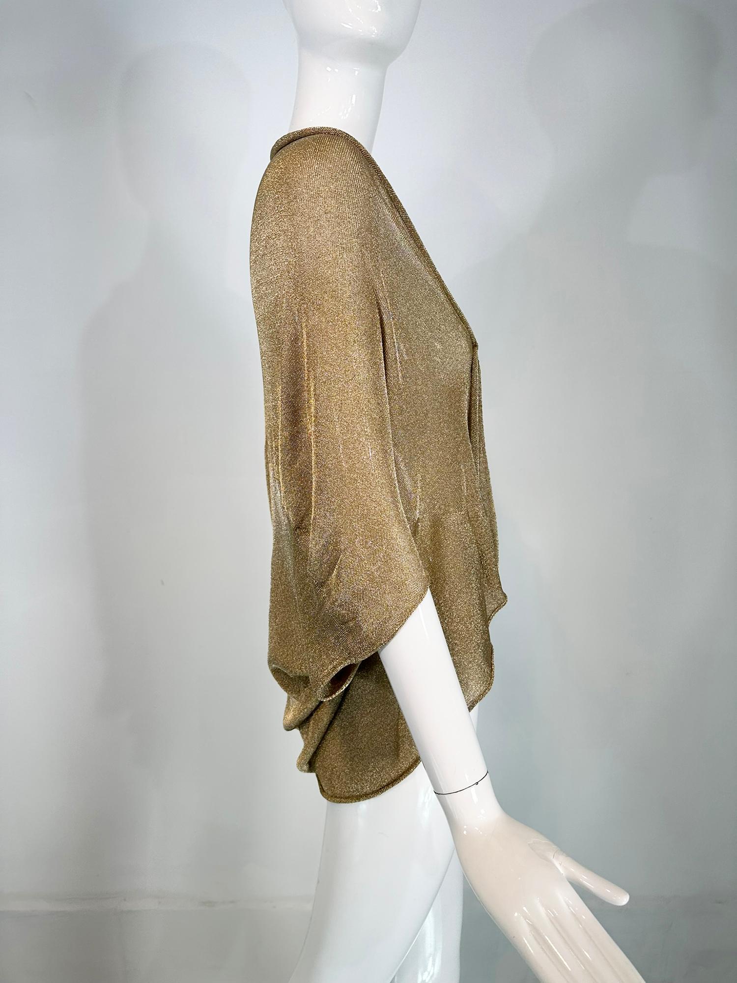 Alberta Ferretti - Cache-nez drapé asymétrique en tricot métallisé doré   en vente 5