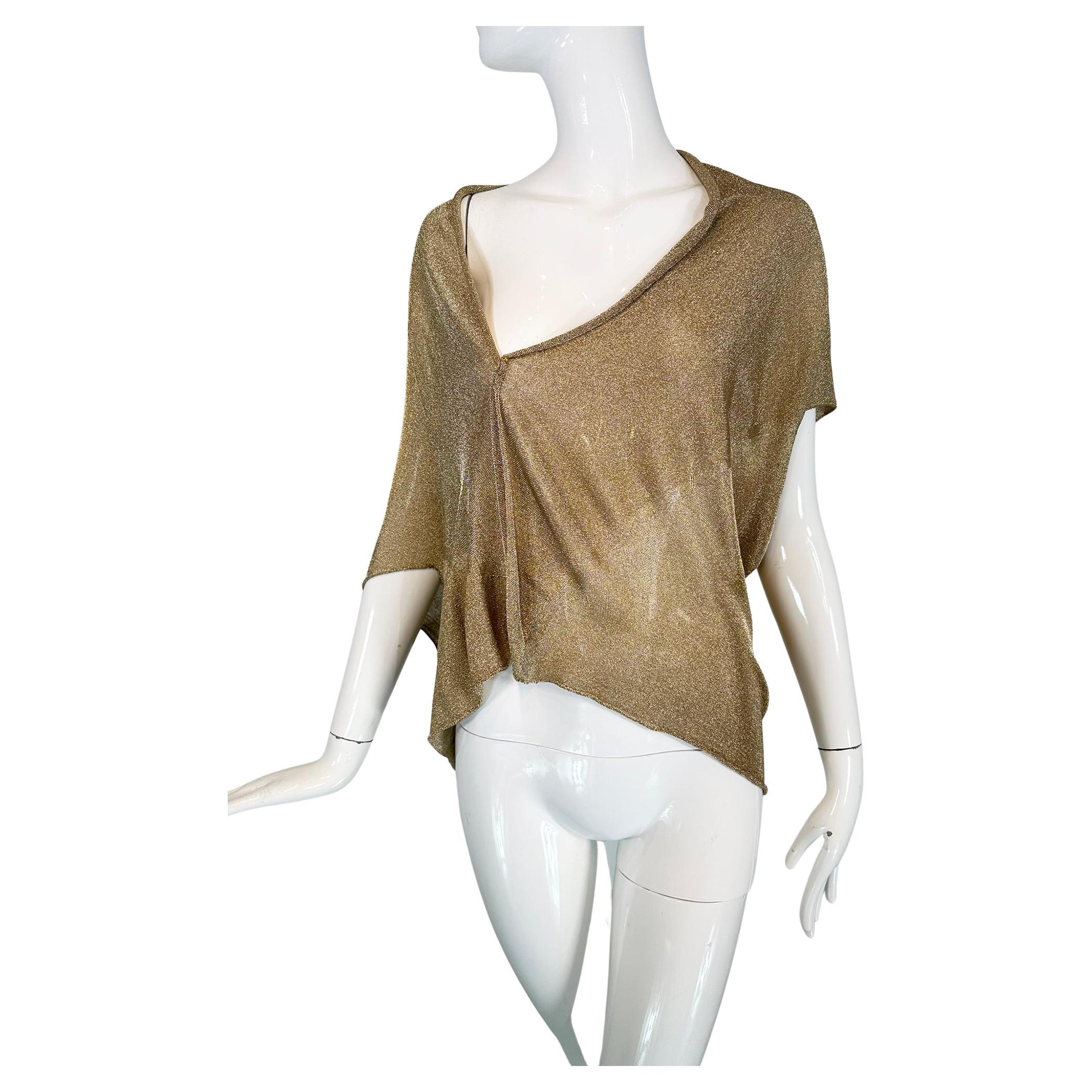 Alberta Ferretti - Cache-nez drapé asymétrique en tricot métallisé doré   en vente