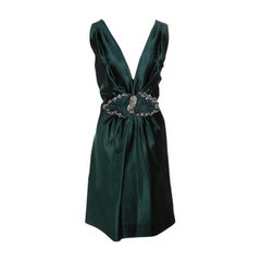 Alberta Ferretti Green Crystal Embellished Waist Detail Sleeveless Dress M Alberta Ferretti Green Crystal Embellished Waist Detail Sleeveless Dress M