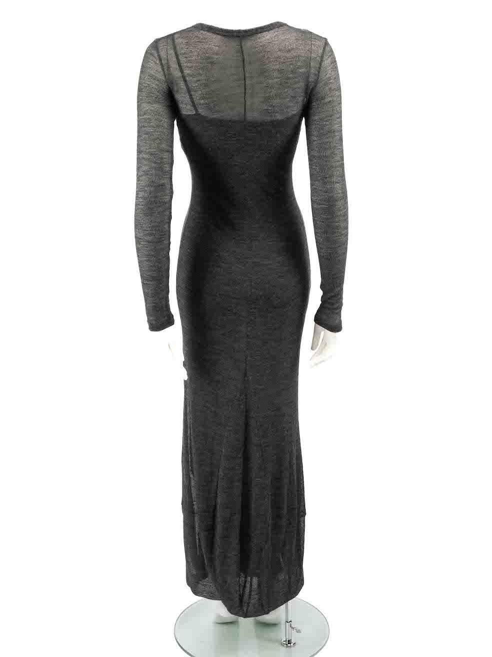 Alberta Ferretti Grey Sheer Maxi Dress Size S In Good Condition For Sale In London, GB