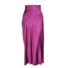 Alberta Ferretti Intricately Seamed Sexy High Waisted Purple Silk Skirt