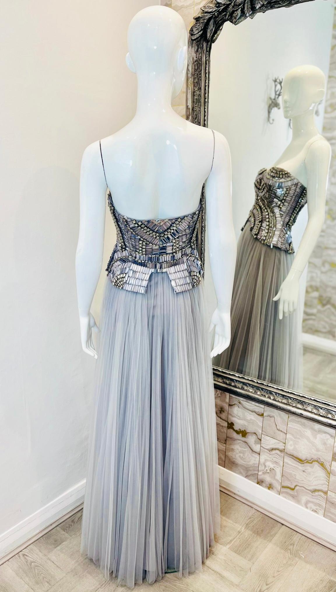 Women's Alberta Ferretti Limited Edition Crystal & Bead Tulle Gown