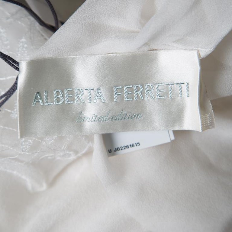 Alberta Ferretti Limited Edition White Lace and Silk Sheer Long Sleeve ...