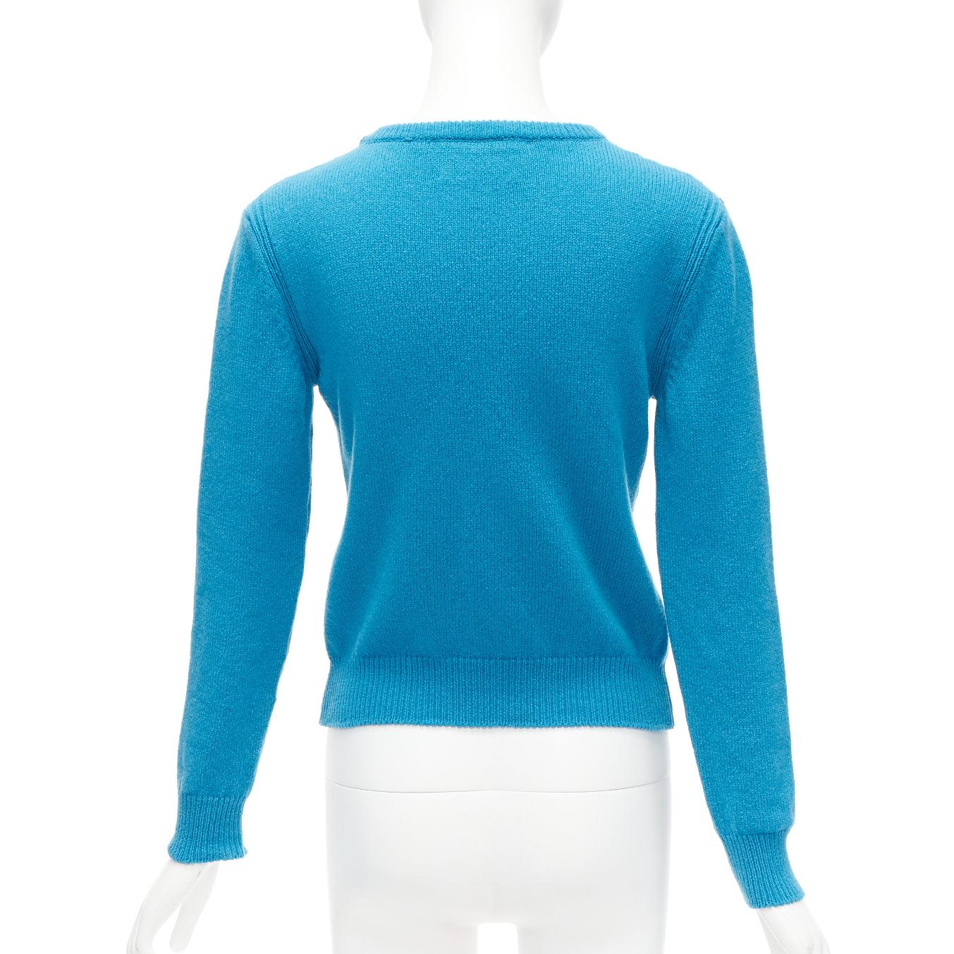 ALBERTA FERRETTI Live YOur Dream blue pink cashmere cropped sweater IT38 XS For Sale 1