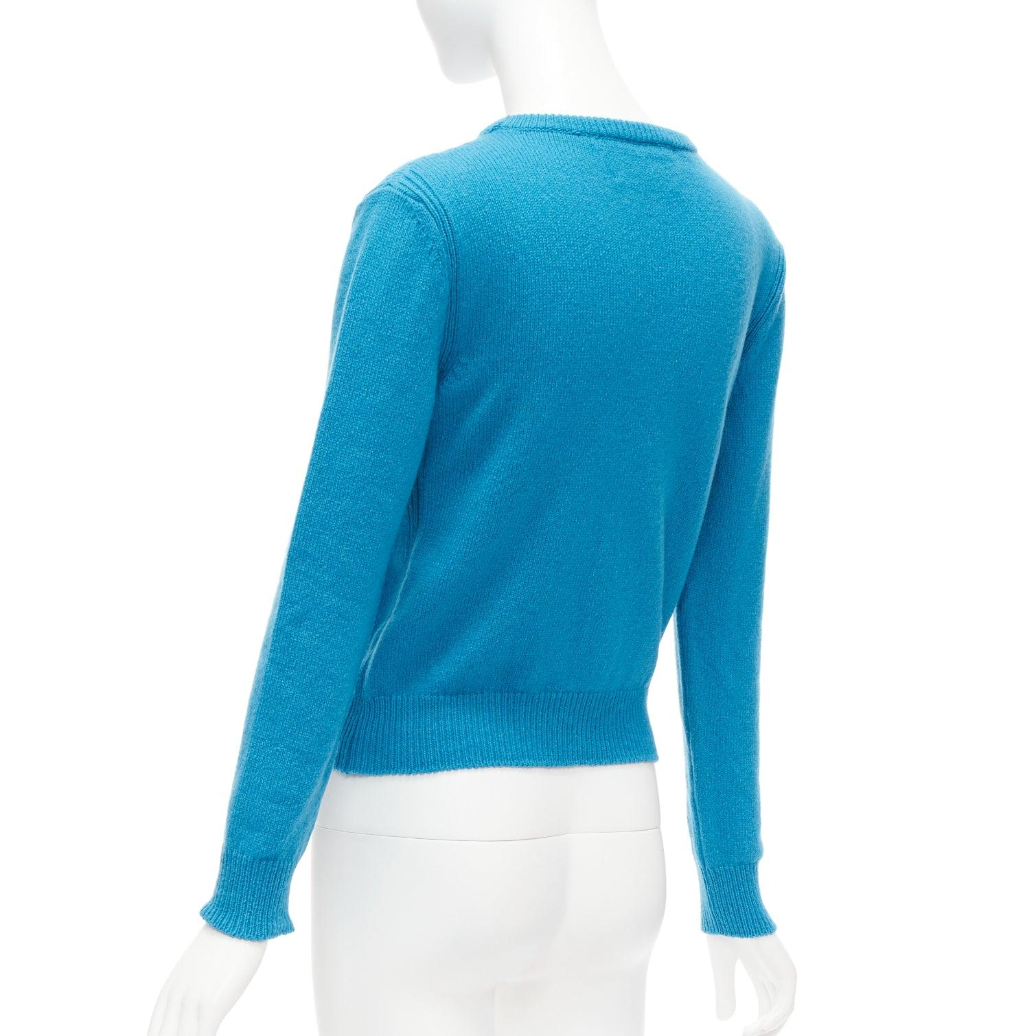 ALBERTA FERRETTI Live YOur Dream blue pink cashmere cropped sweater IT38 XS For Sale 2