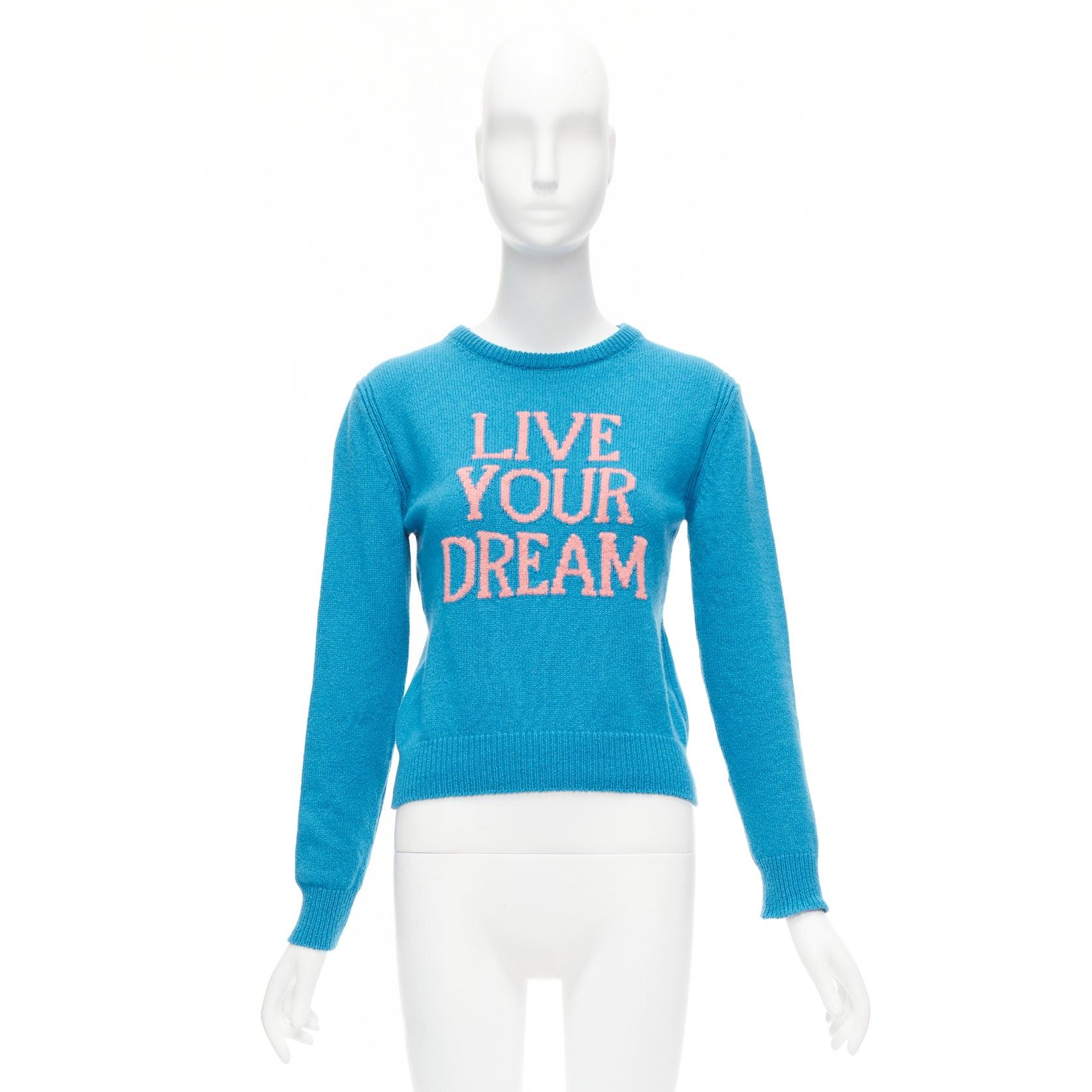 ALBERTA FERRETTI Live YOur Dream blue pink cashmere cropped sweater IT38 XS For Sale 4