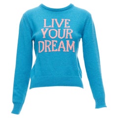 Alberta Ferretti Live YOur Dream maglione blu rosa in cashmere IT38 XS
