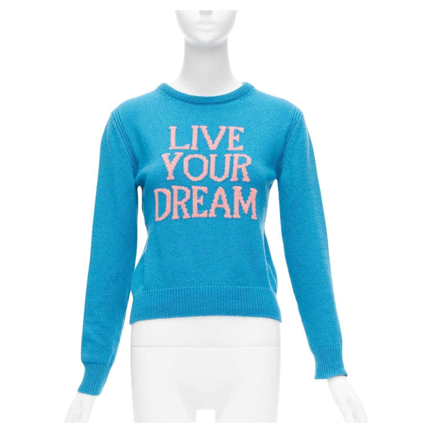 ALBERTA FERRETTI Live YOur Dream blue pink cashmere cropped sweater IT38 XS For Sale