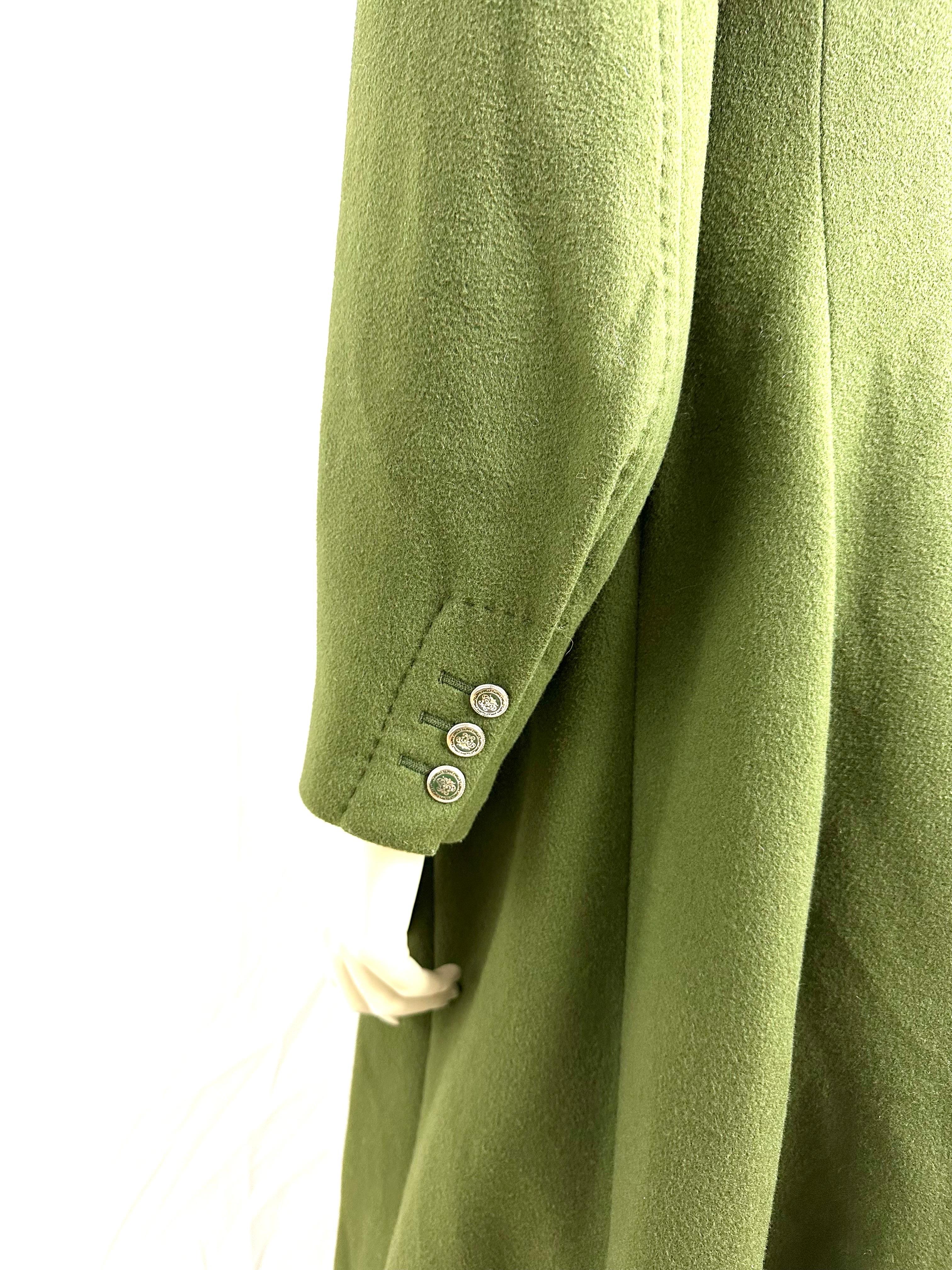 Alberta Ferretti long slim-fit coat in khaki wool For Sale 11