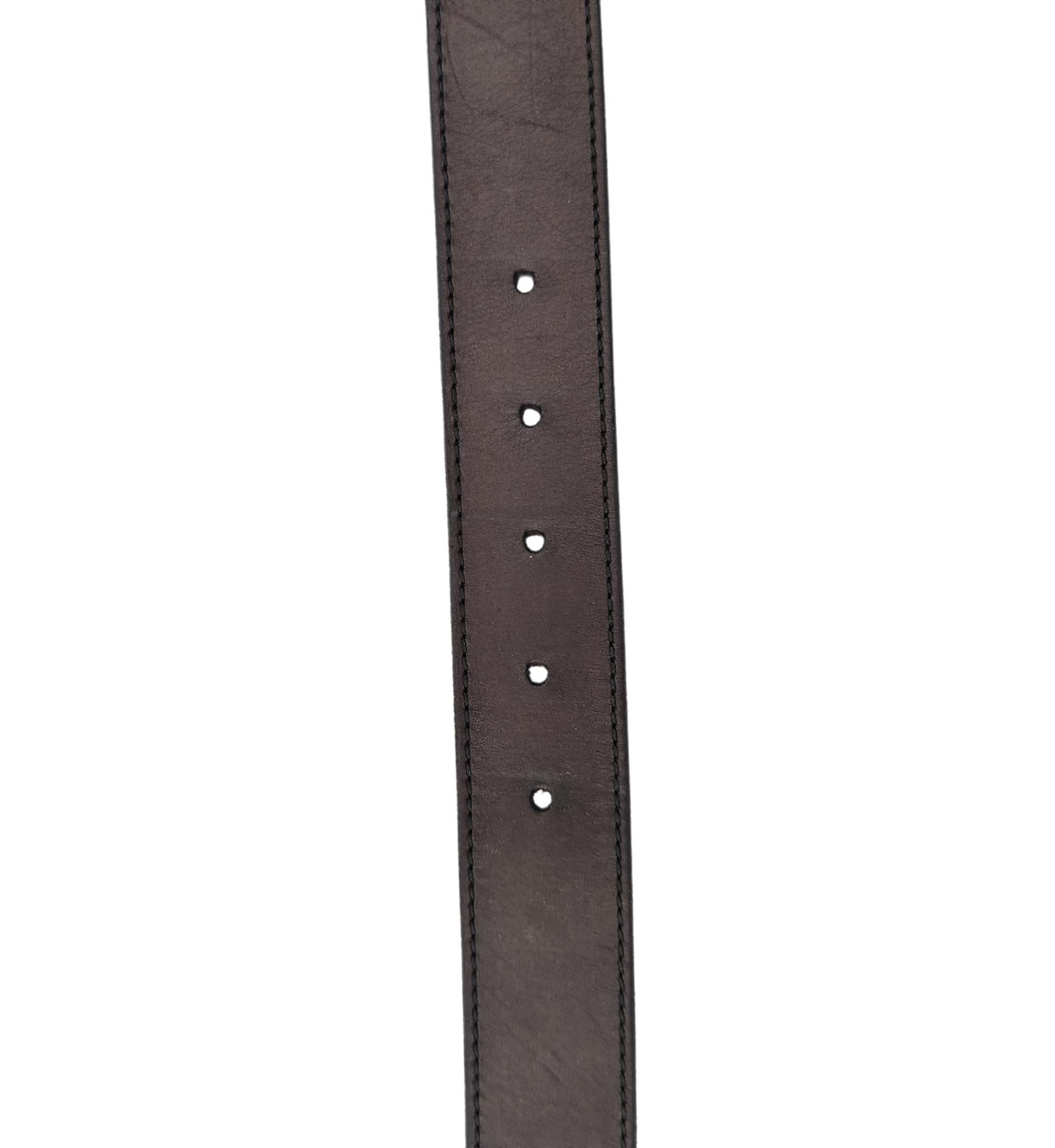 Alberta Ferretti metallic black leather engraved buckle belt For Sale 1