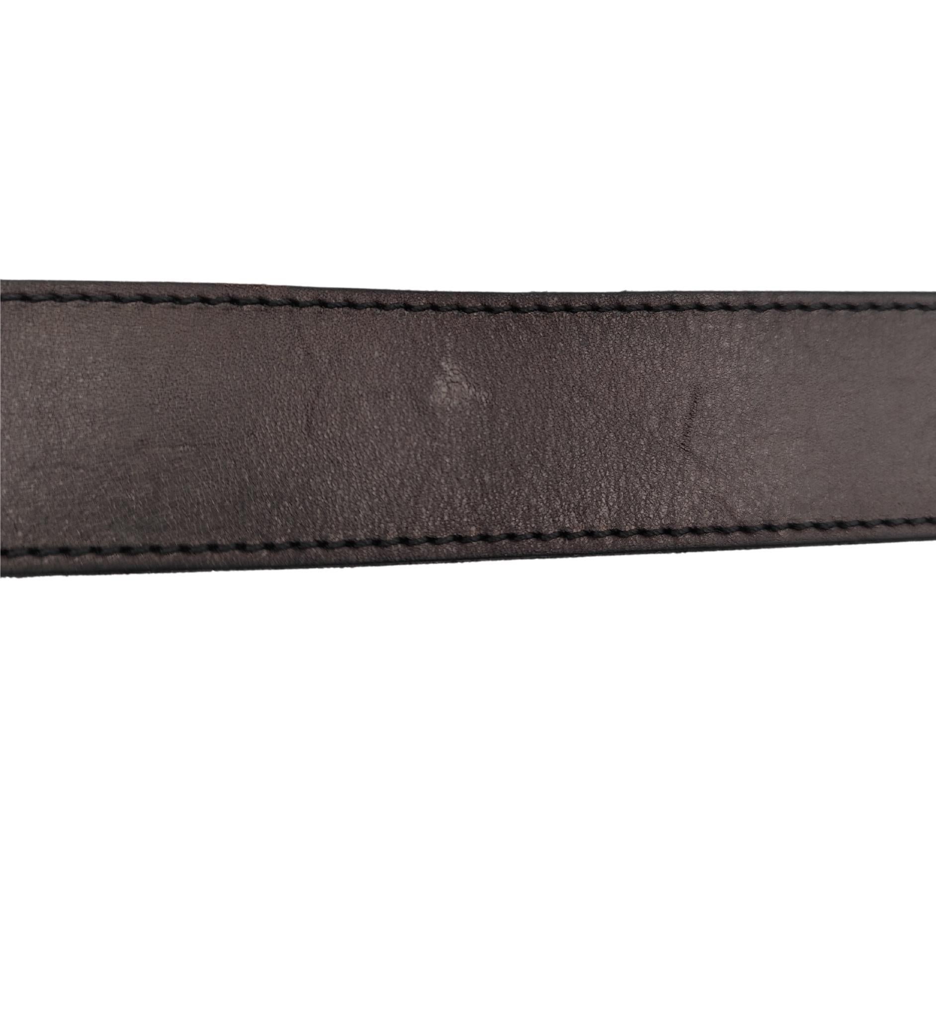 Alberta Ferretti metallic black leather engraved buckle belt For Sale 2