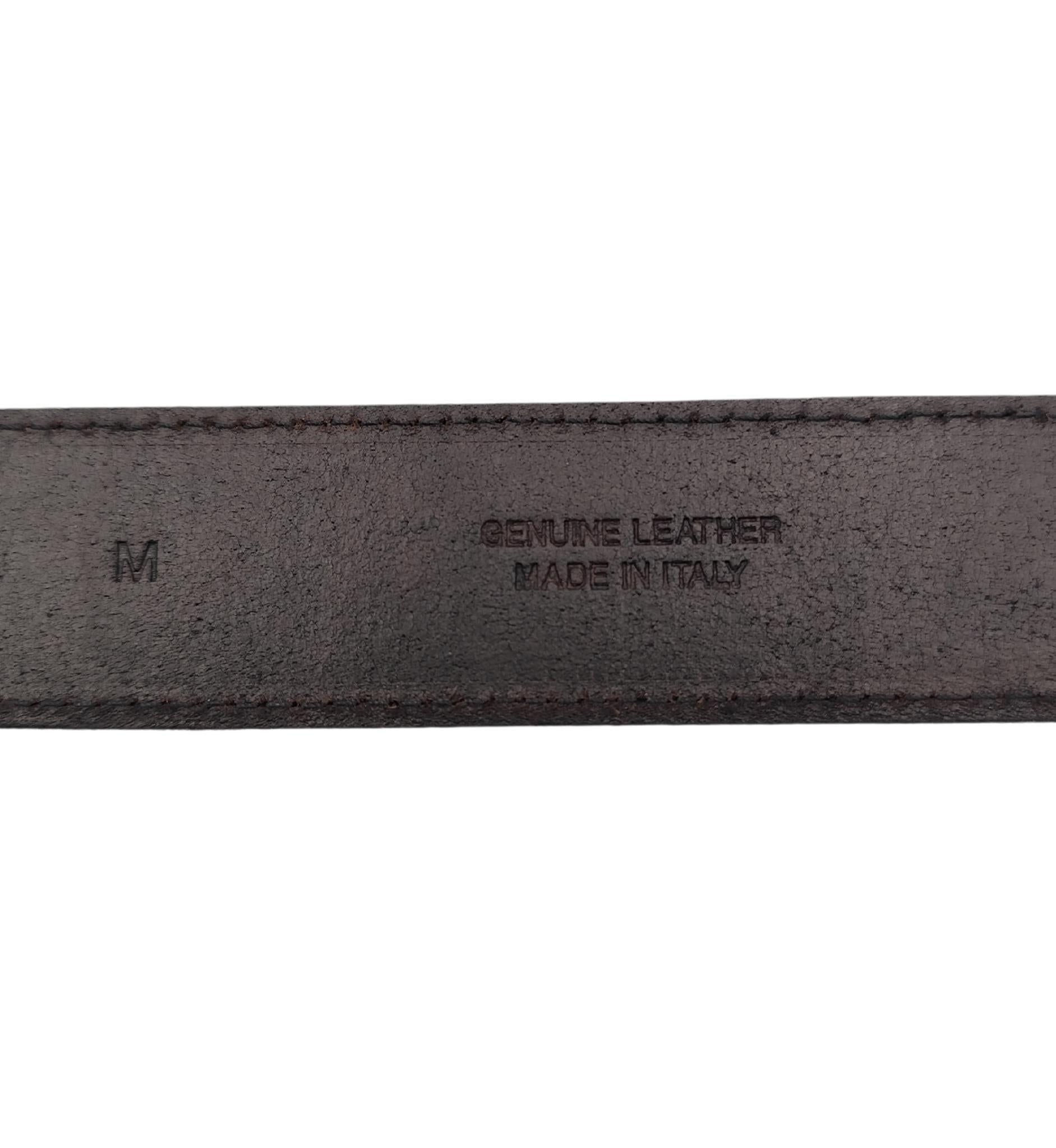 Alberta Ferretti metallic black leather engraved buckle belt For Sale 4