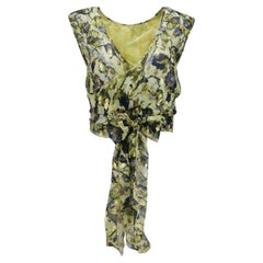 Alberta Ferretti Multi Printed Silk Chiffon Wrap Top