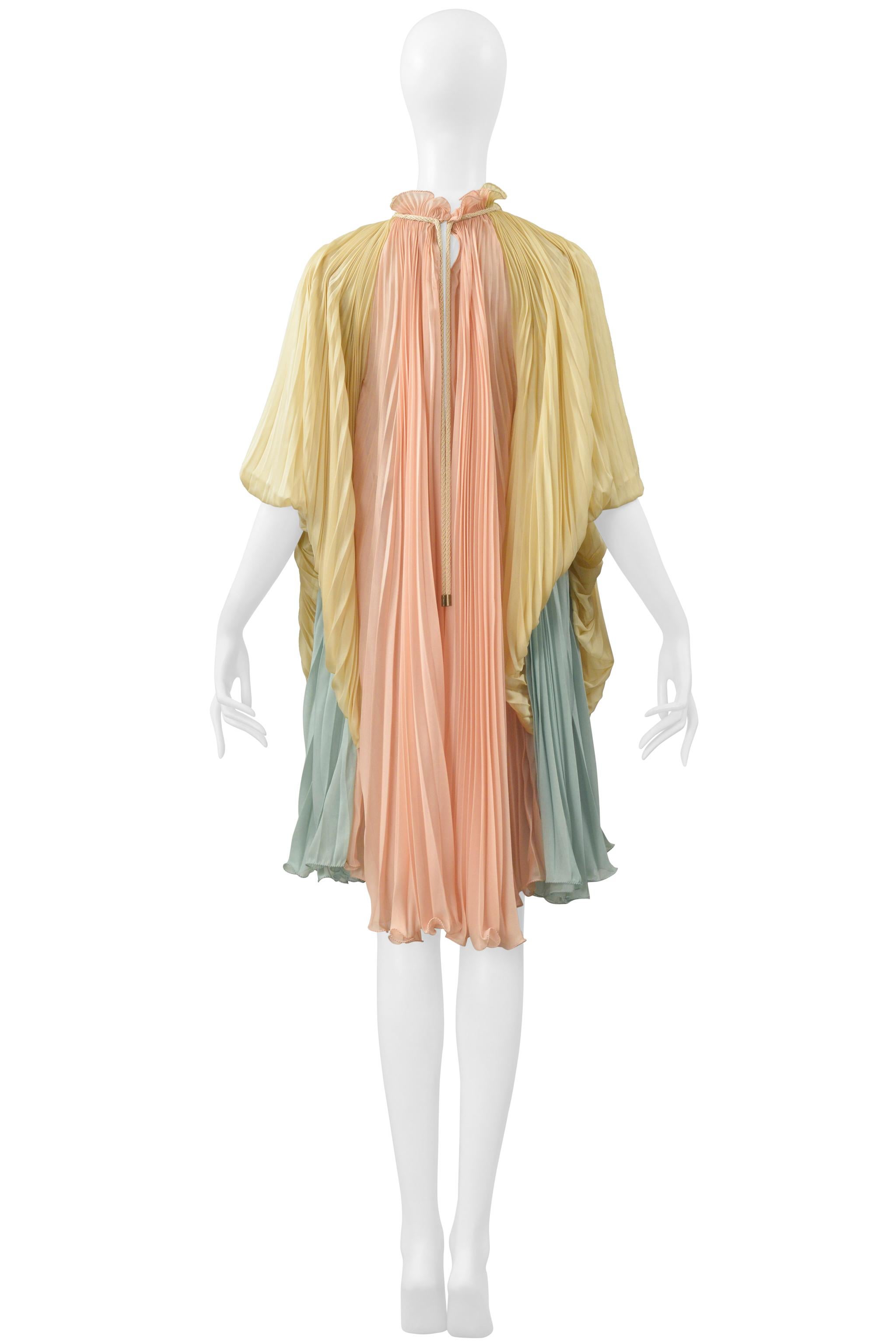 Alberta Ferretti Multicolor Pastel Pleated Goddess Dress With Cord For Sale 5