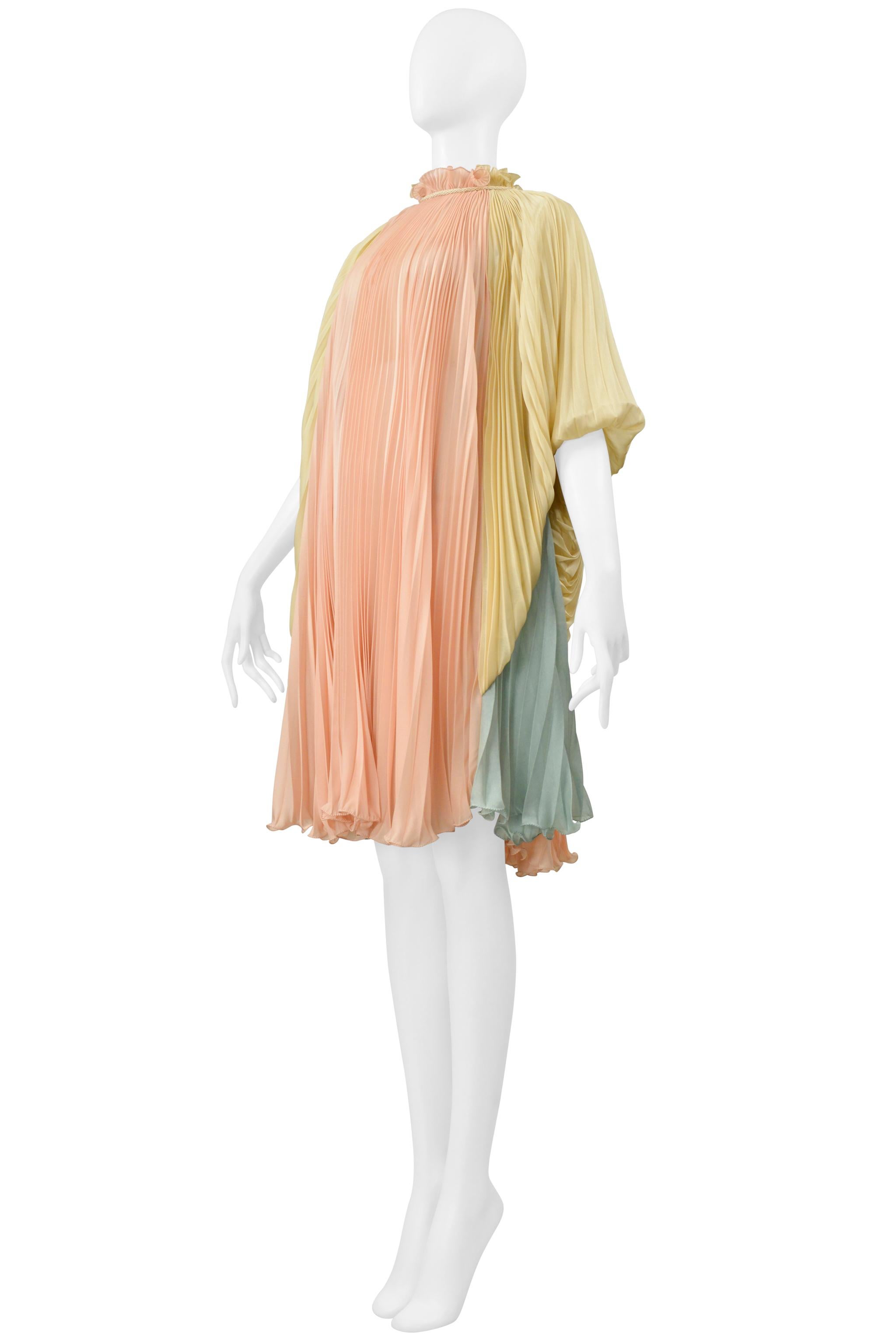 Alberta Ferretti Multicolor Pastel Pleated Goddess Dress With Cord For Sale 1