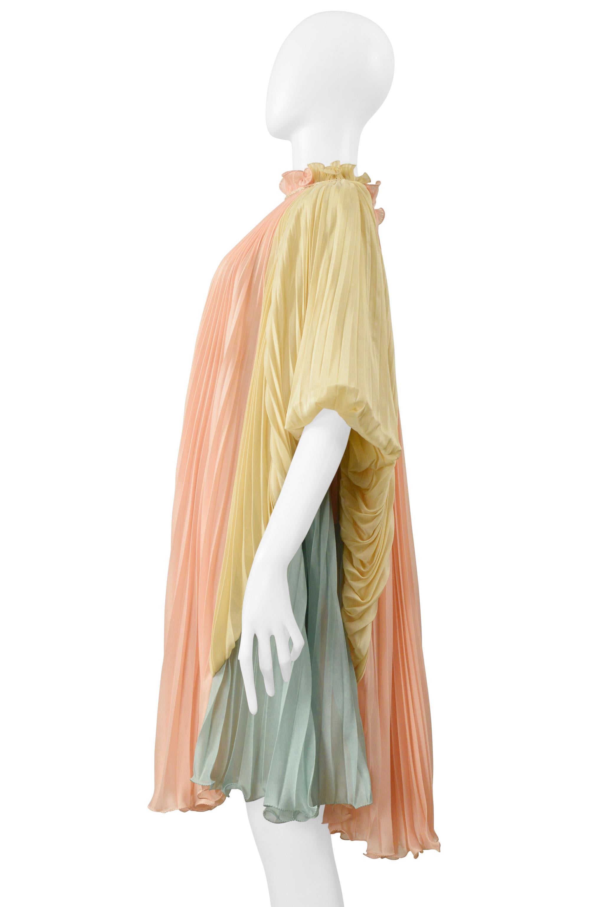 Alberta Ferretti Multicolor Pastel Pleated Goddess Dress With Cord For Sale 2