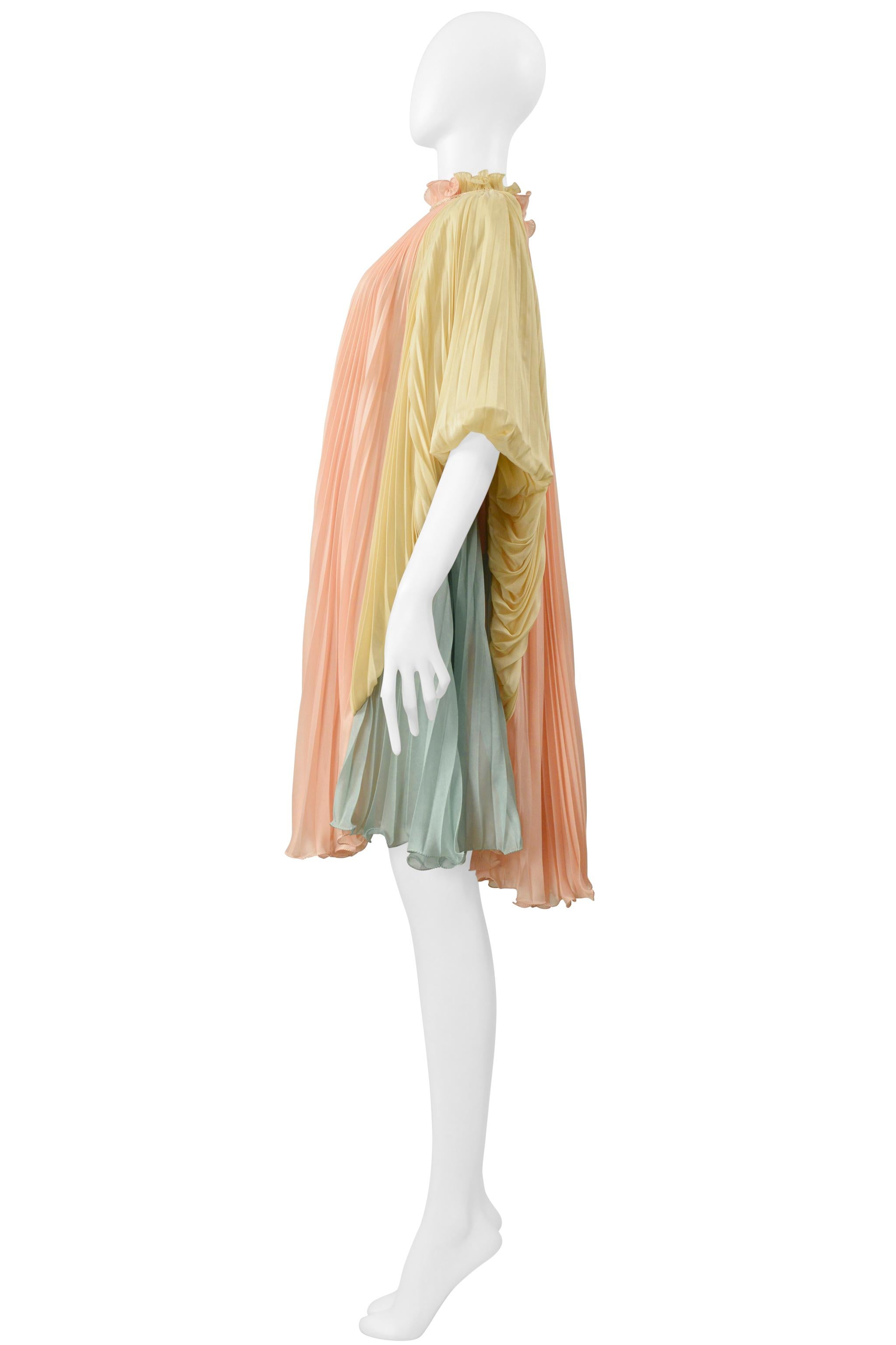Alberta Ferretti Multicolor Pastel Pleated Goddess Dress With Cord For Sale 3