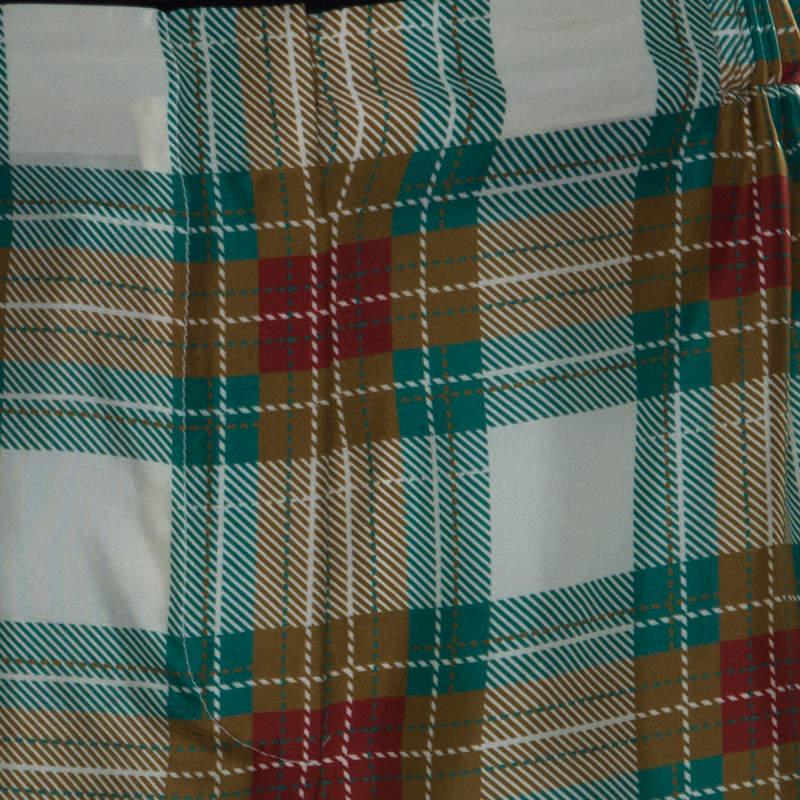 Alberta Ferretti Multicolor Plaid Silk High Waist Trousers M In Good Condition In Dubai, Al Qouz 2
