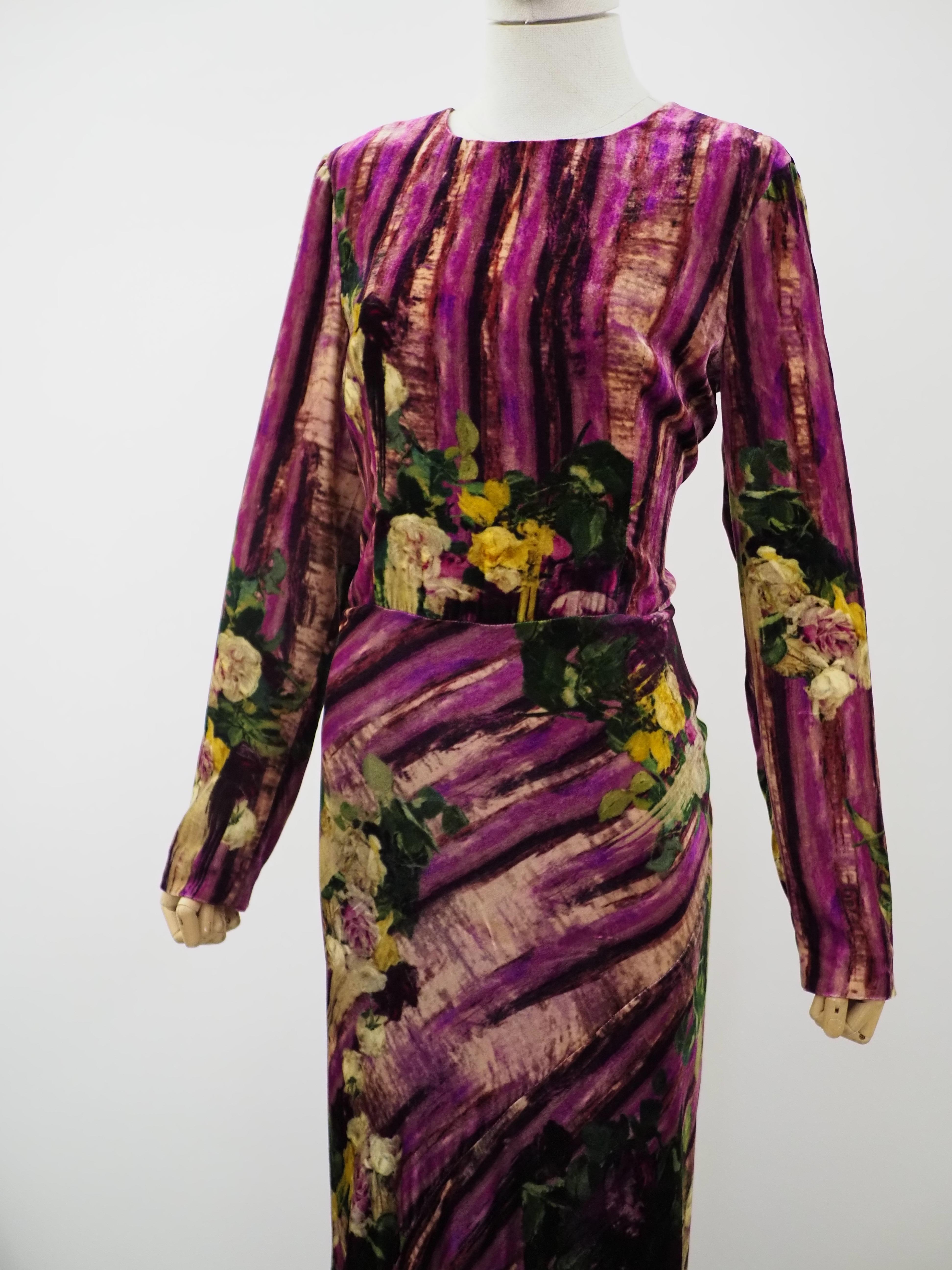 Robe longue Alberta Ferretti en viscose multicolore, neuve avec étiquette en vente 6