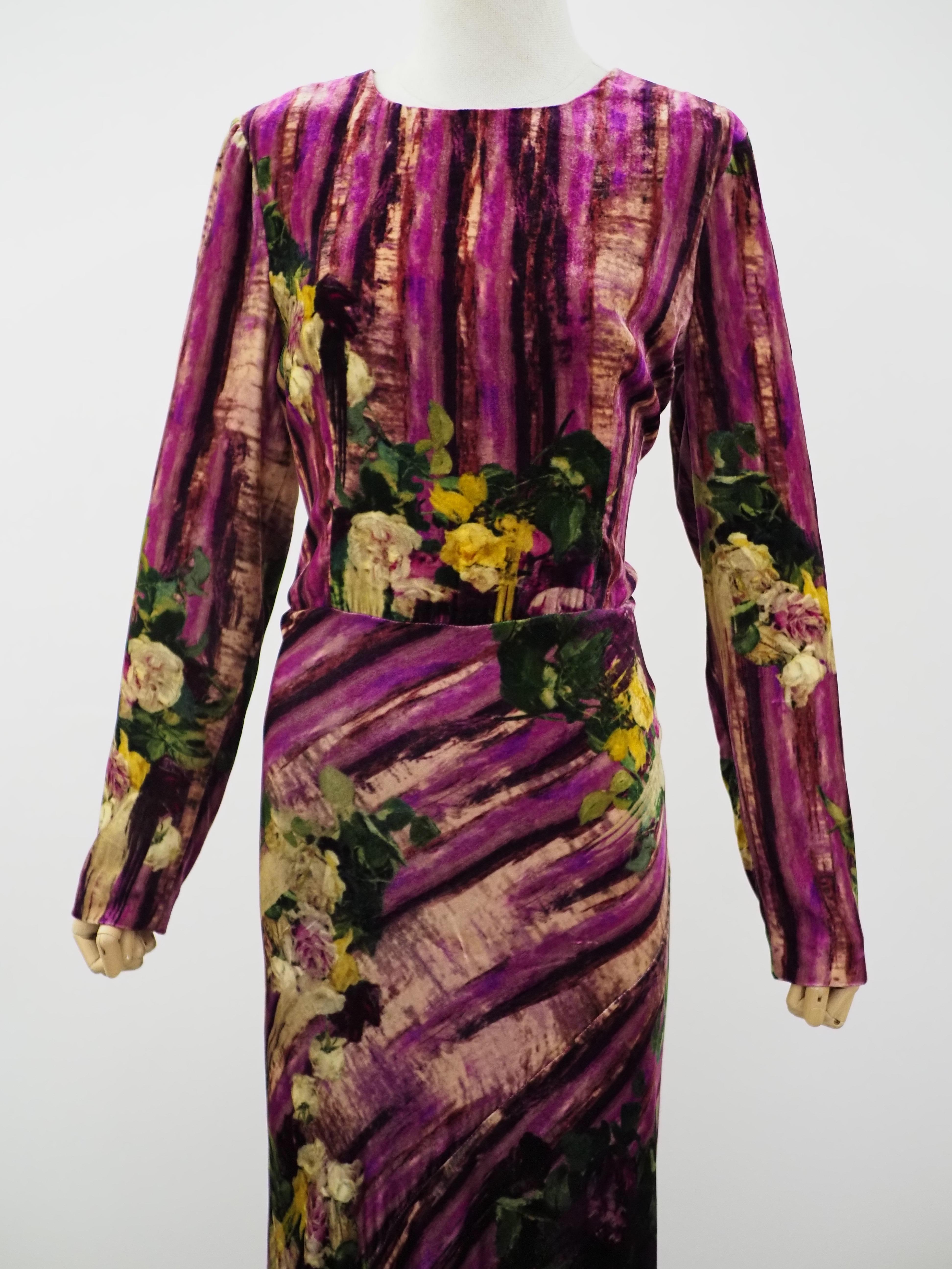 Robe longue Alberta Ferretti en viscose multicolore, neuve avec étiquette en vente 7