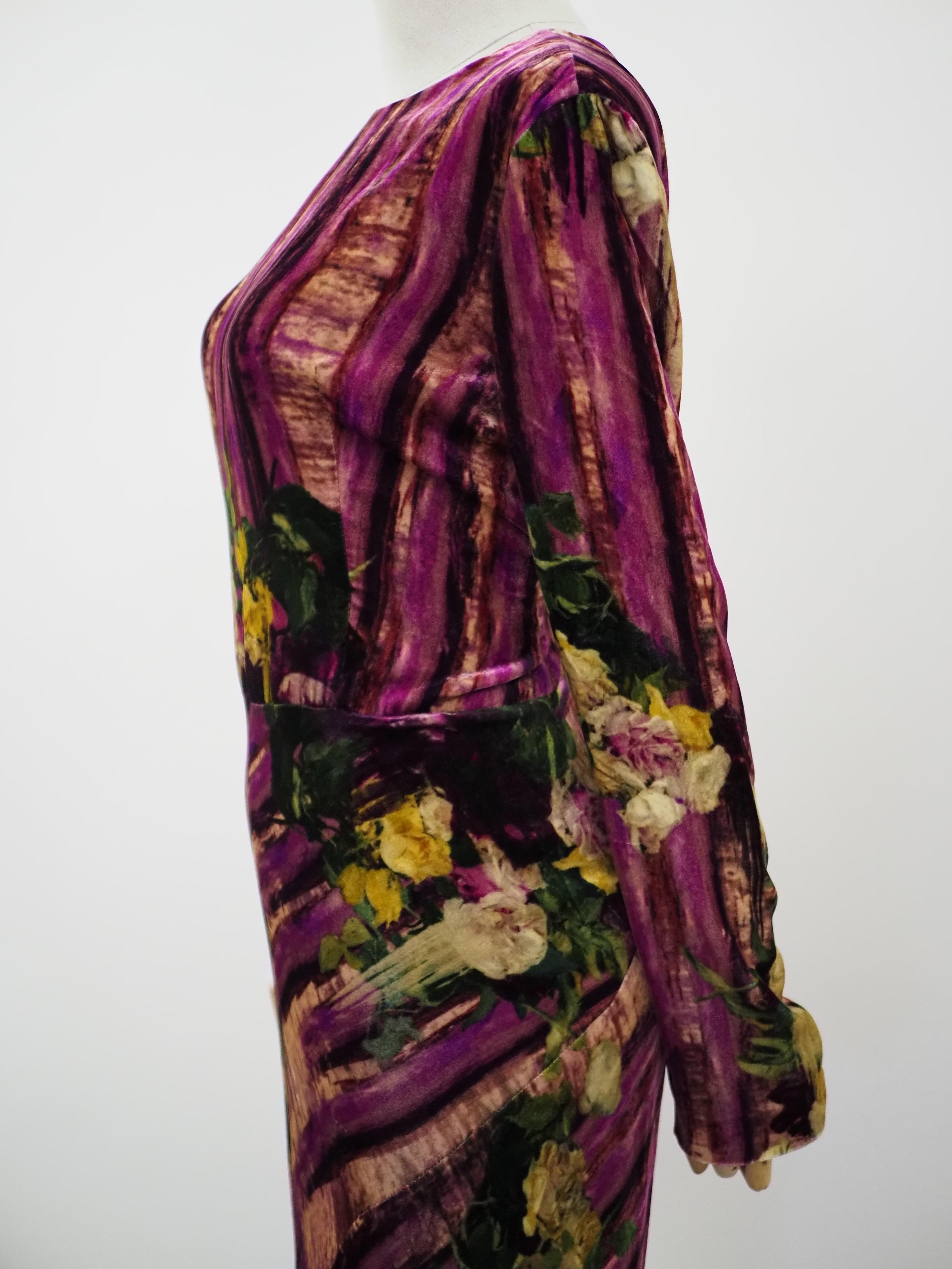 Black Alberta Ferretti multicoloured viscose long dress NWOT For Sale