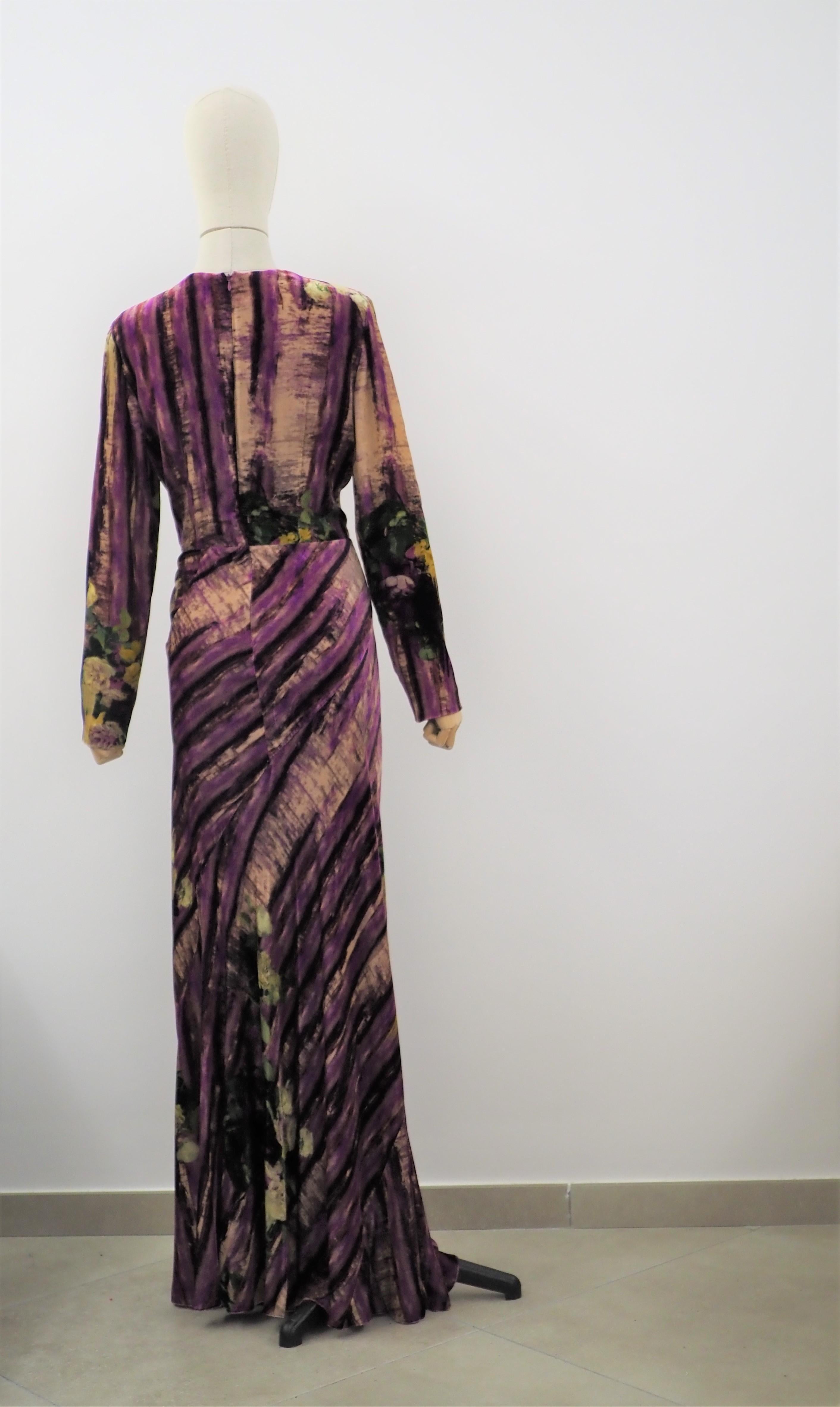 Robe longue Alberta Ferretti en viscose multicolore, neuve avec étiquette Pour femmes en vente