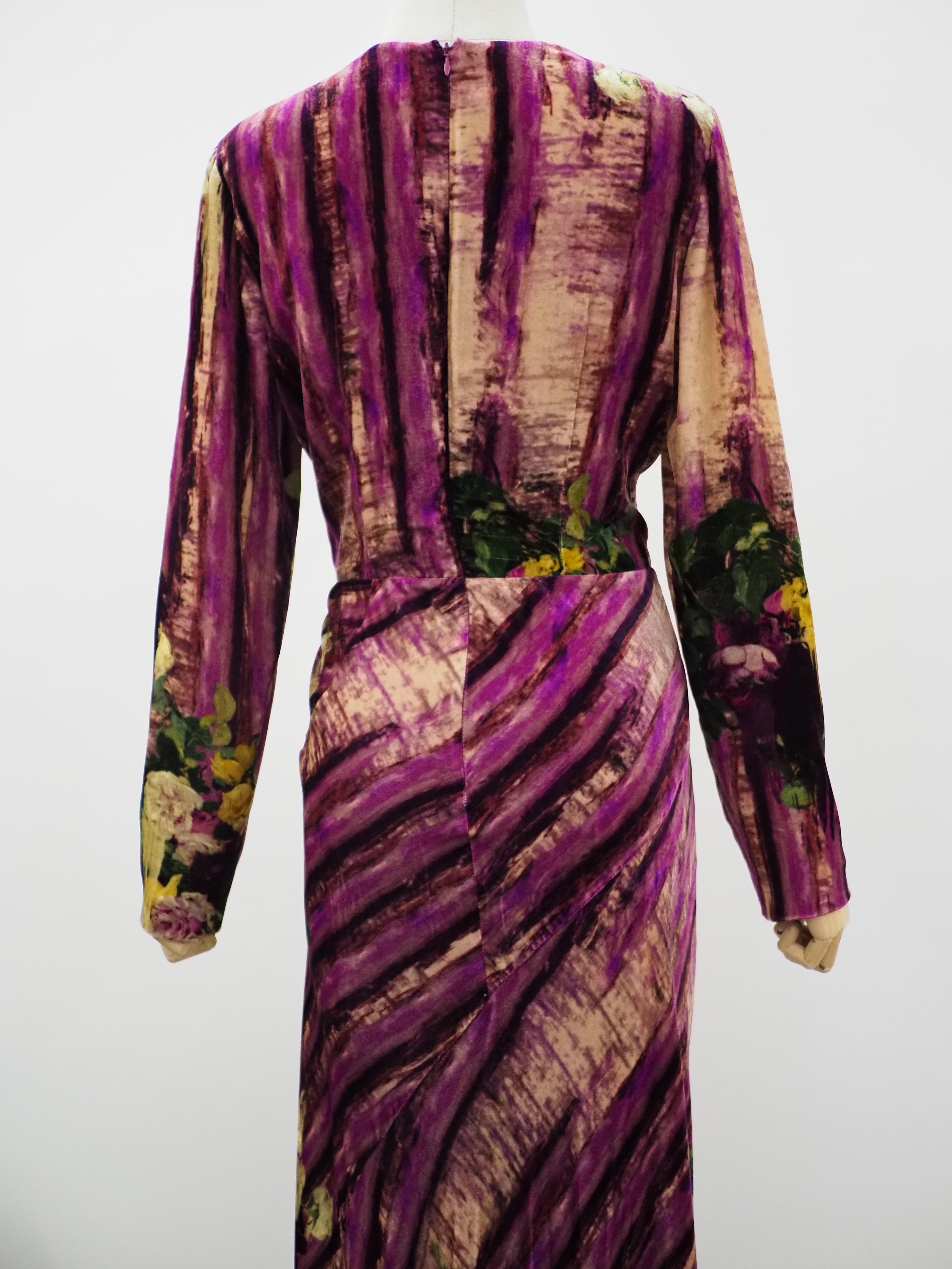 Robe longue Alberta Ferretti en viscose multicolore, neuve avec étiquette en vente 1