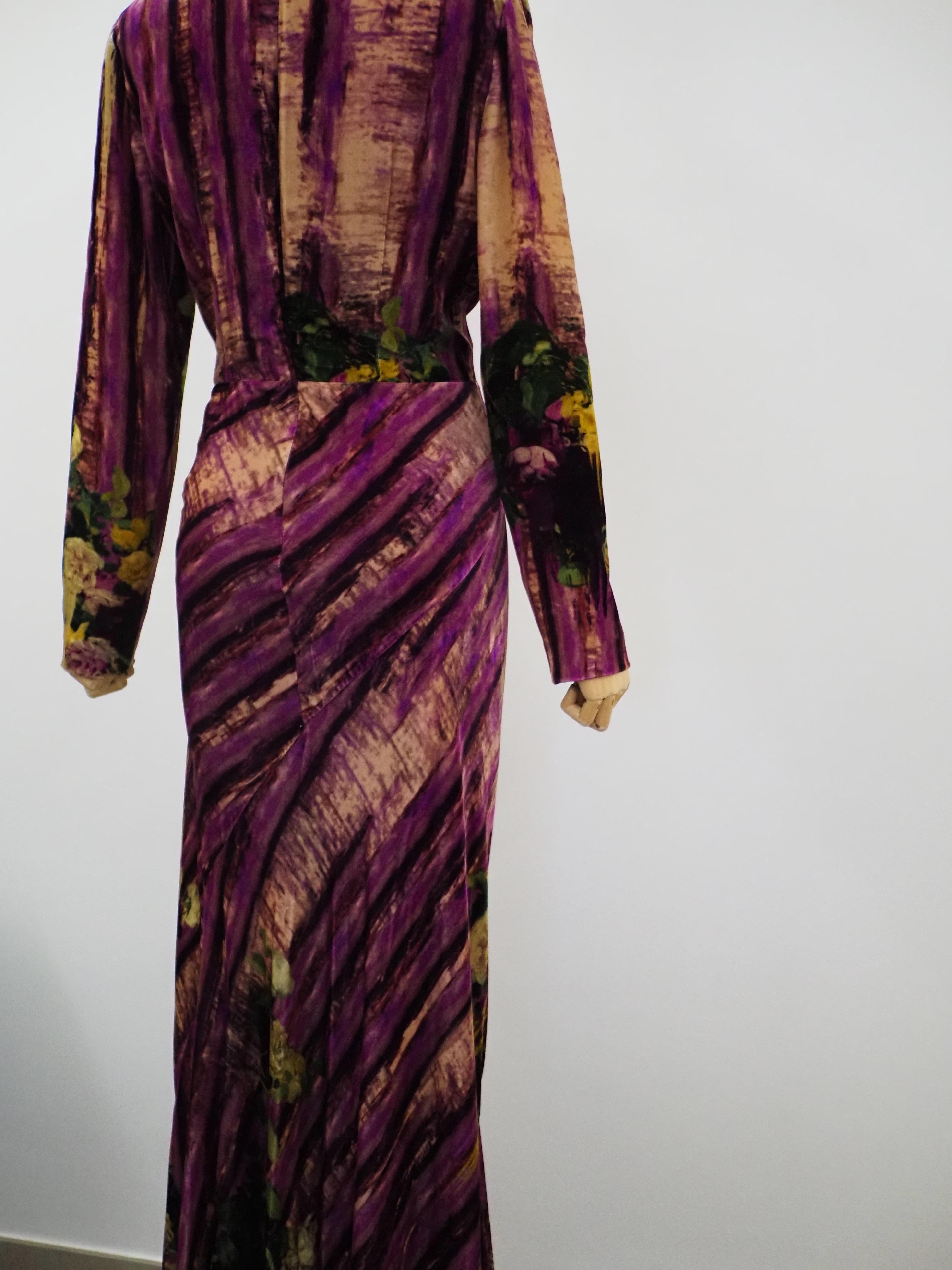 Robe longue Alberta Ferretti en viscose multicolore, neuve avec étiquette en vente 2