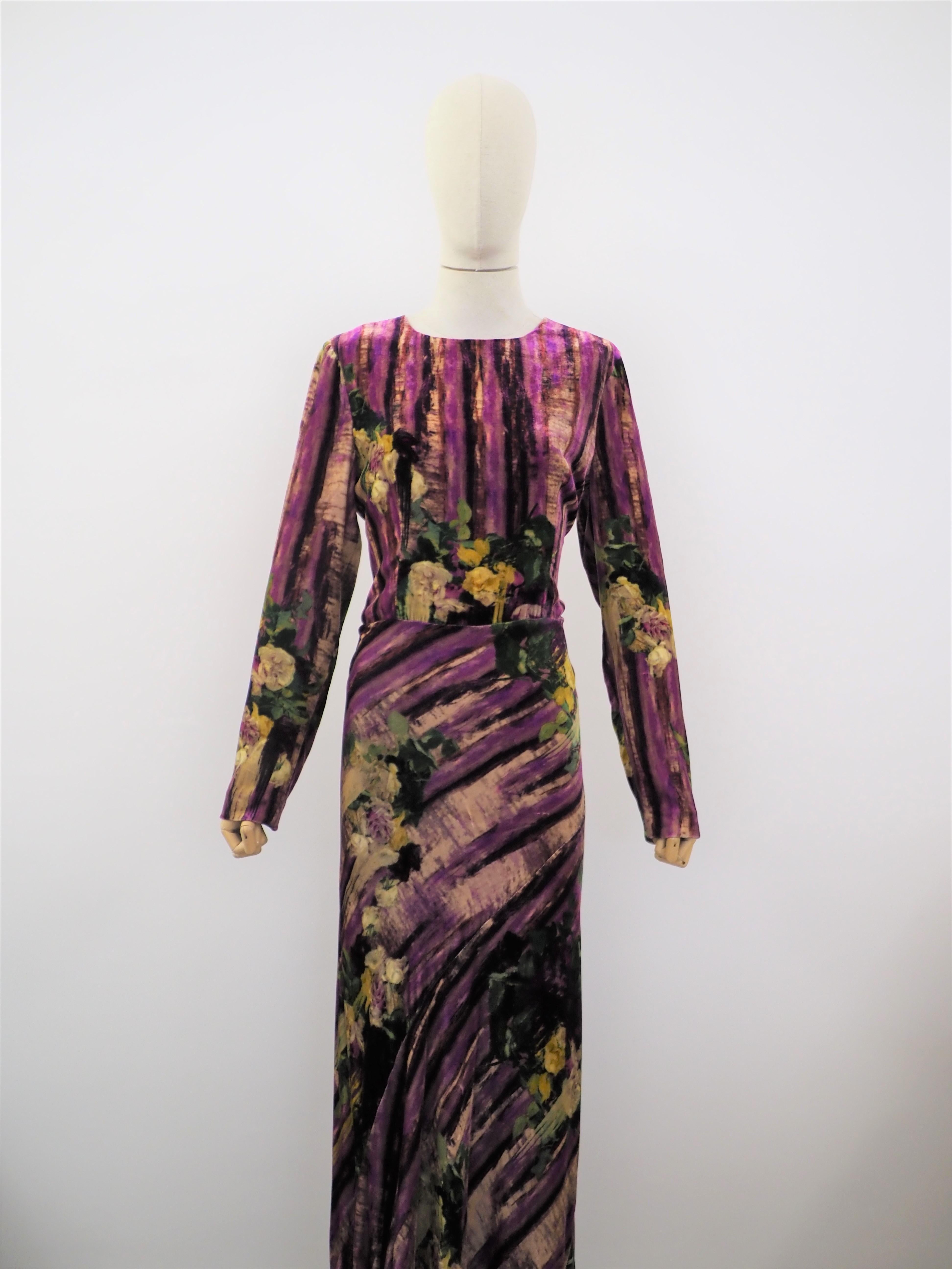 Robe longue Alberta Ferretti en viscose multicolore, neuve avec étiquette en vente 5