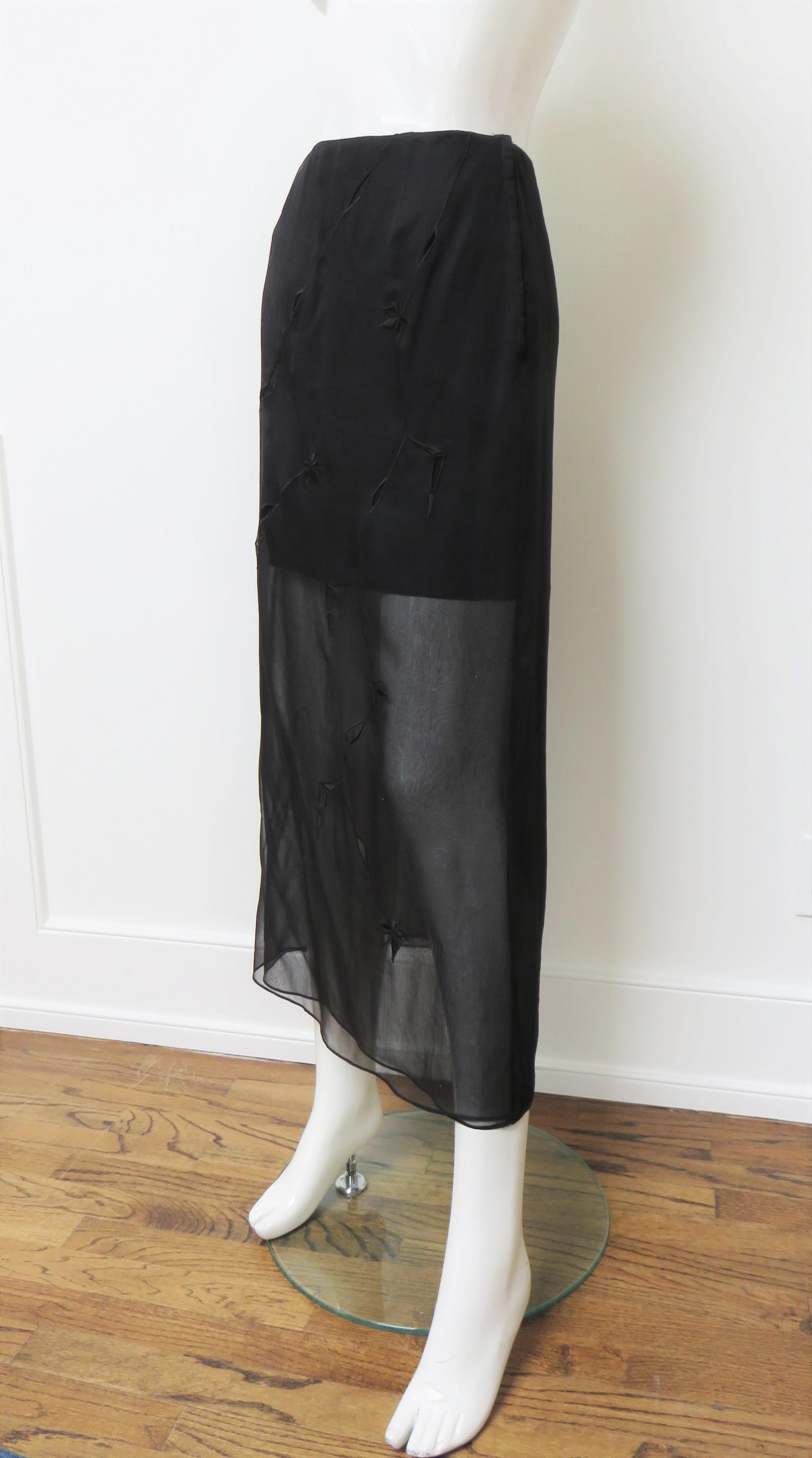 Alberta Ferretti New Silk Embroidered Midi Mini Skirt For Sale 5