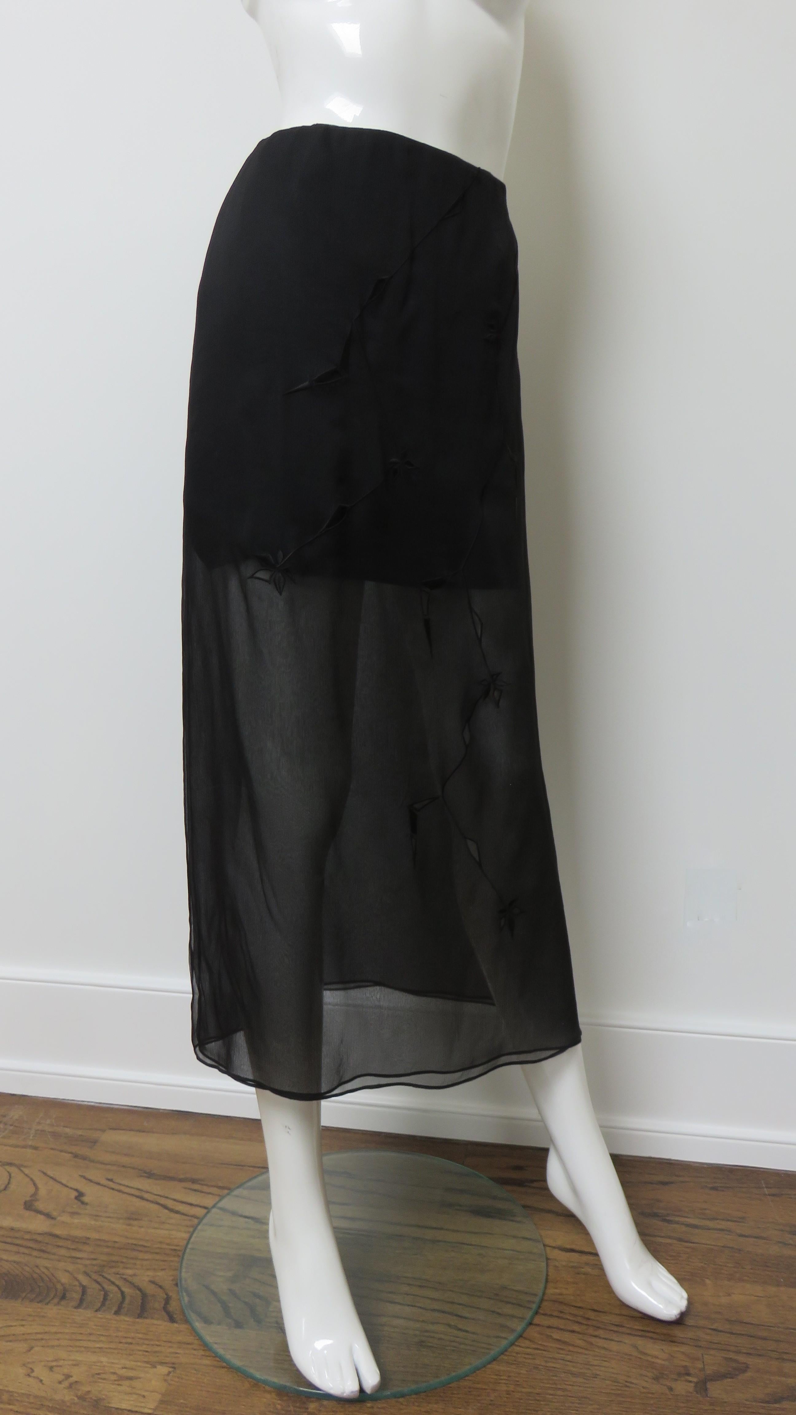 Alberta Ferretti New Silk Embroidered Midi Mini Skirt For Sale 2