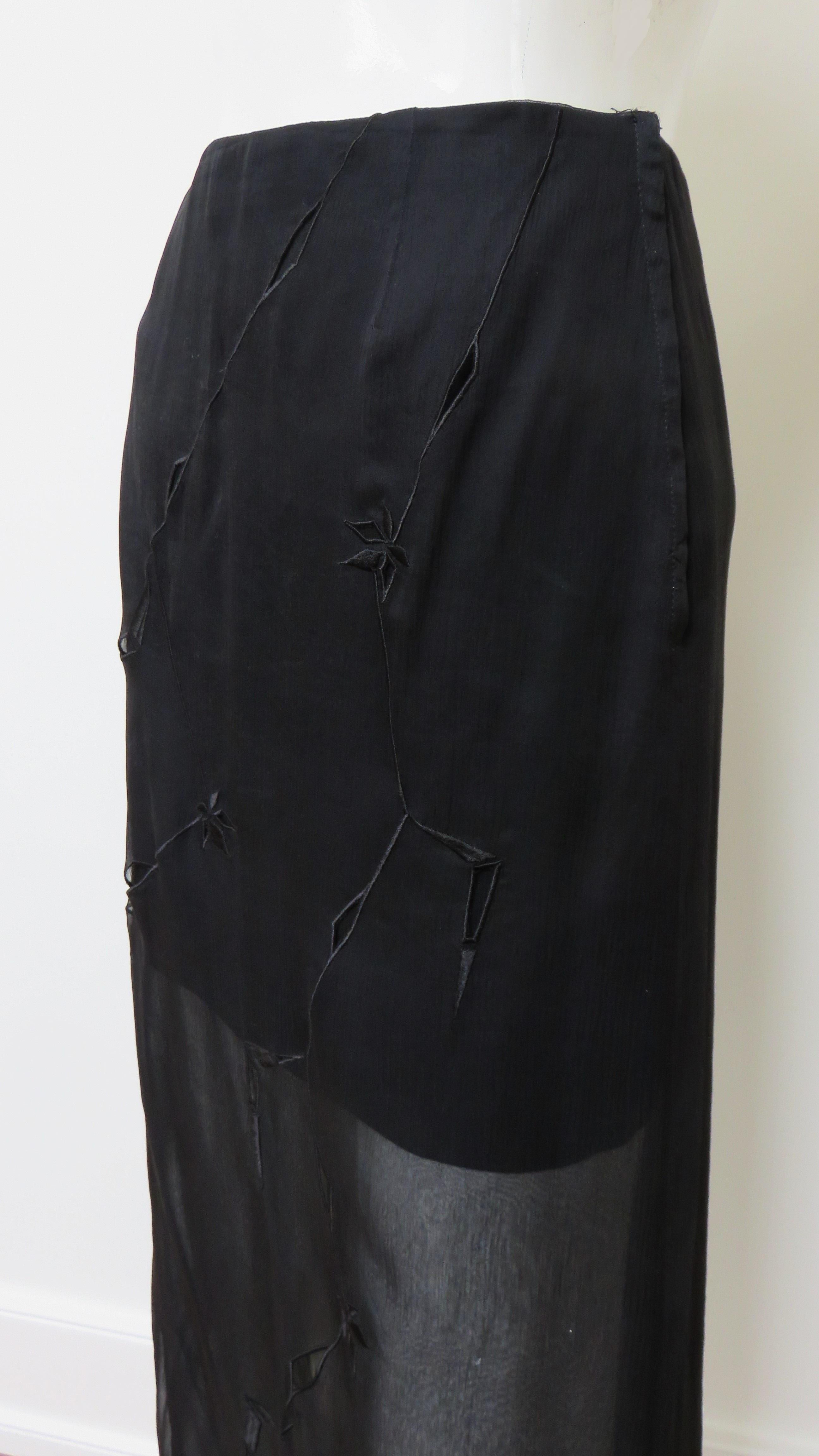 Alberta Ferretti New Silk Embroidered Midi Mini Skirt For Sale 3