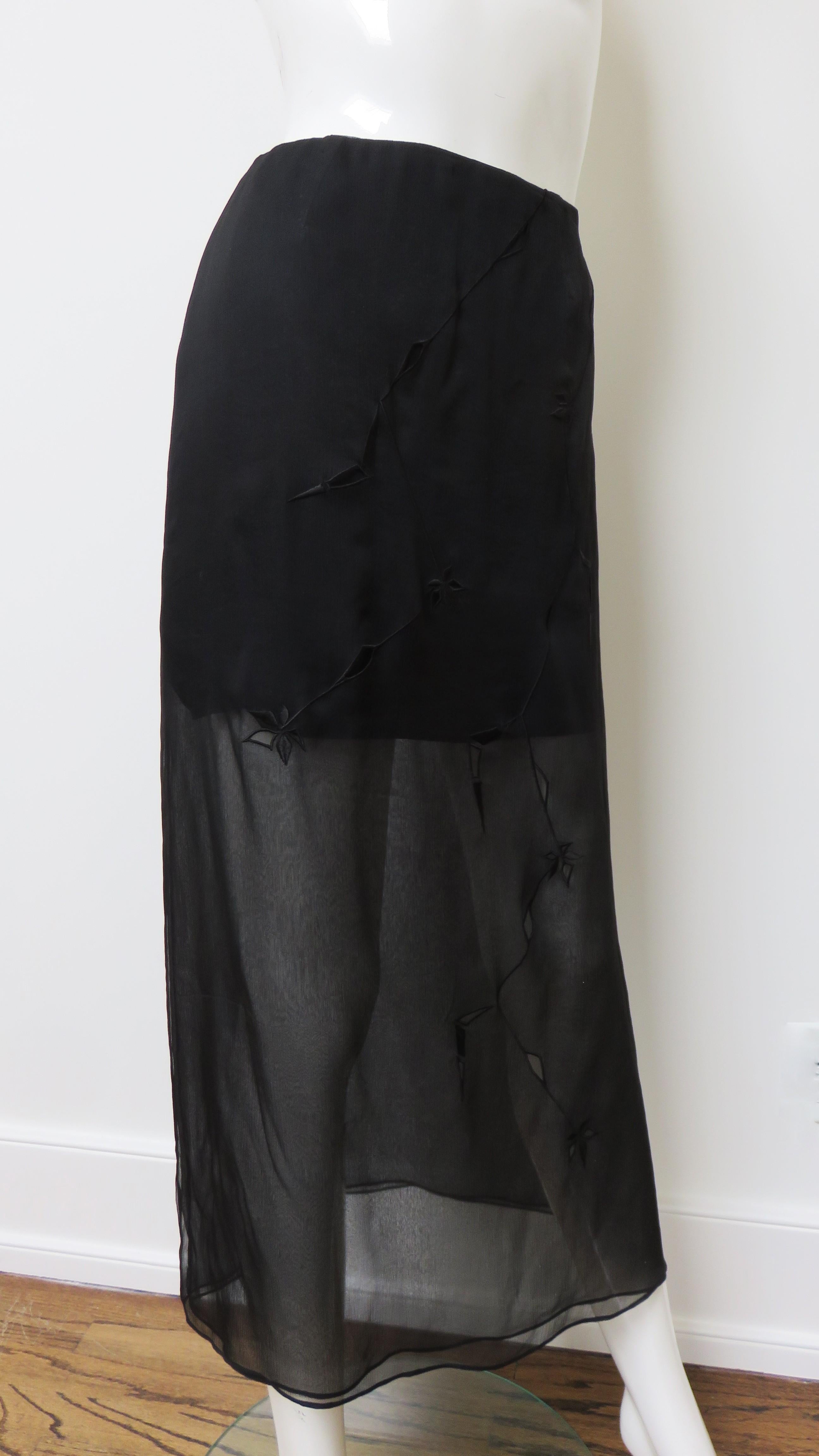 Alberta Ferretti New Silk Embroidered Midi Mini Skirt For Sale 4