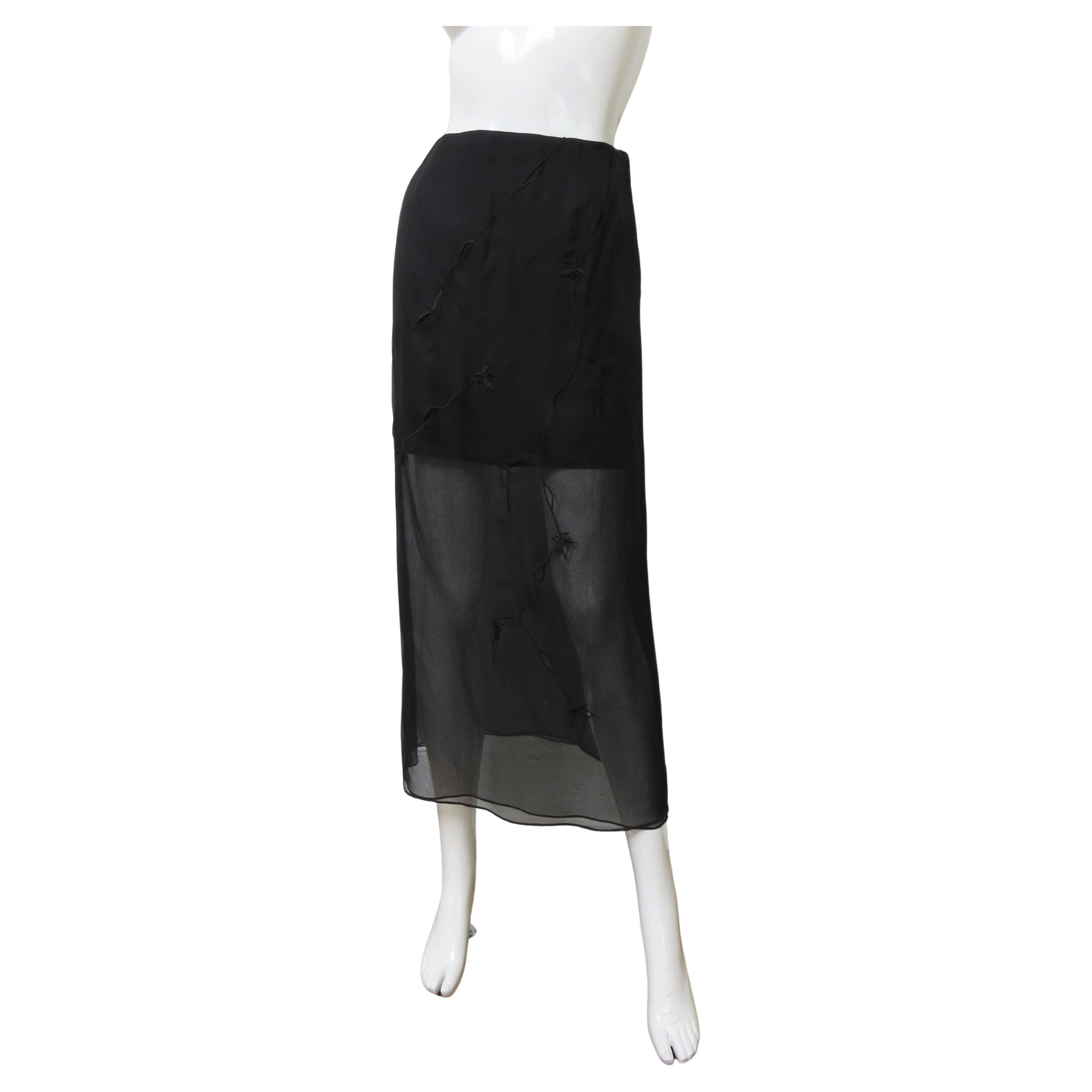Alberta Ferretti New Silk Embroidered Midi Mini Skirt