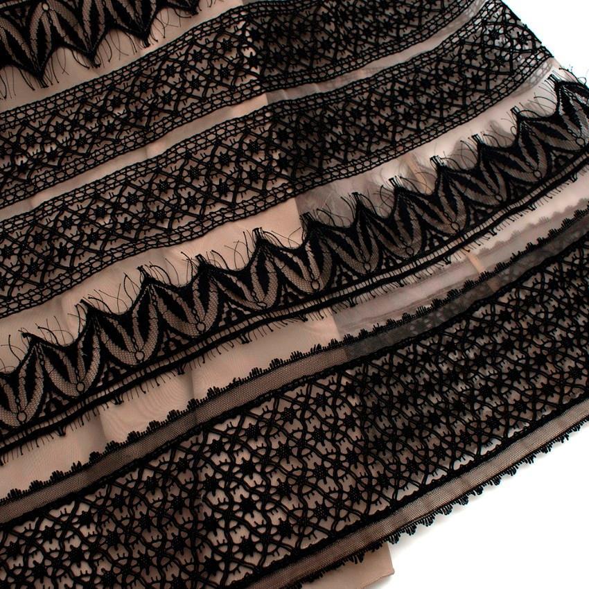 Alberta Ferretti Nude & Black Lace Maxi Skirt - Size US2 2