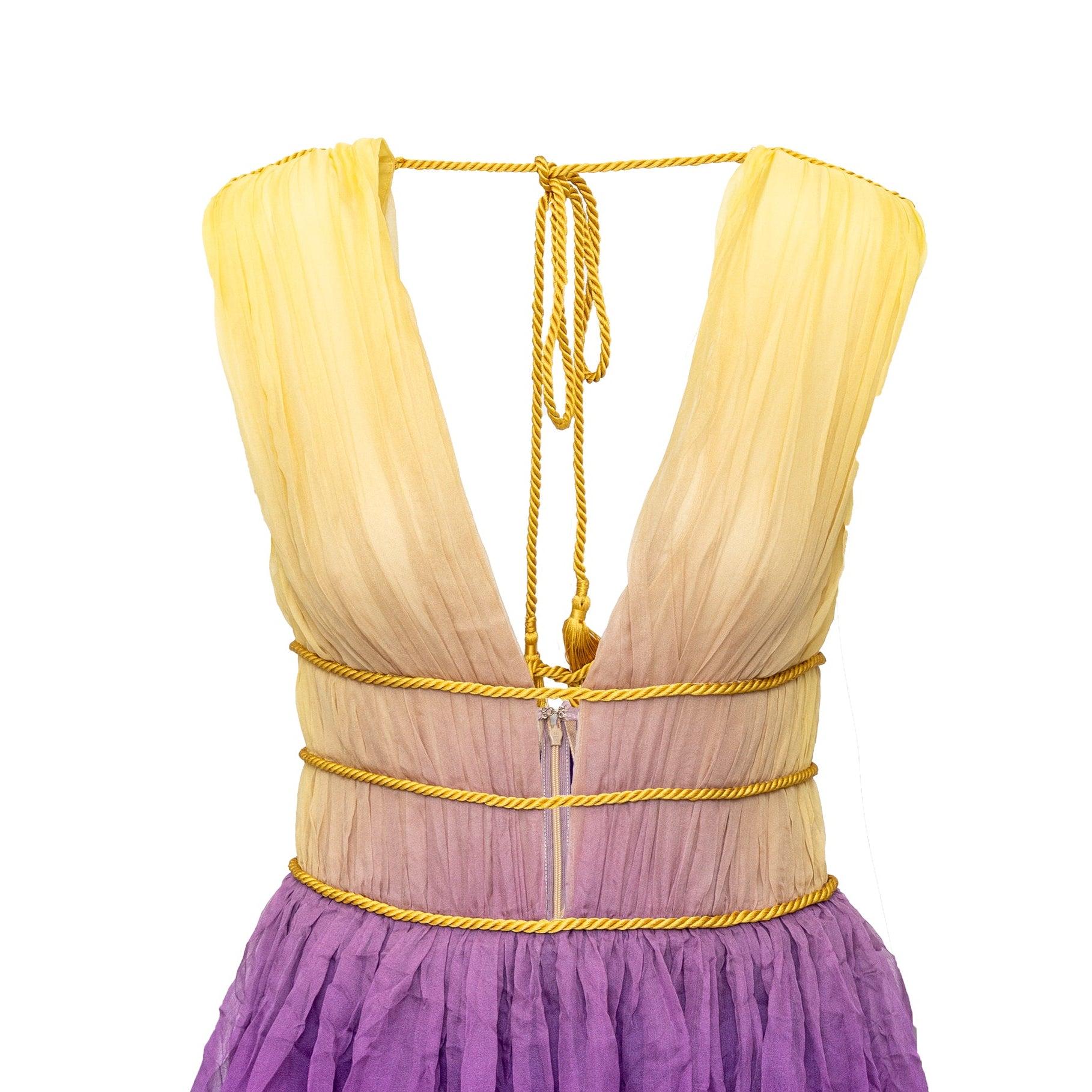 Purple Alberta Ferretti Ombré Mini Dress with Rope Details - '10s For Sale