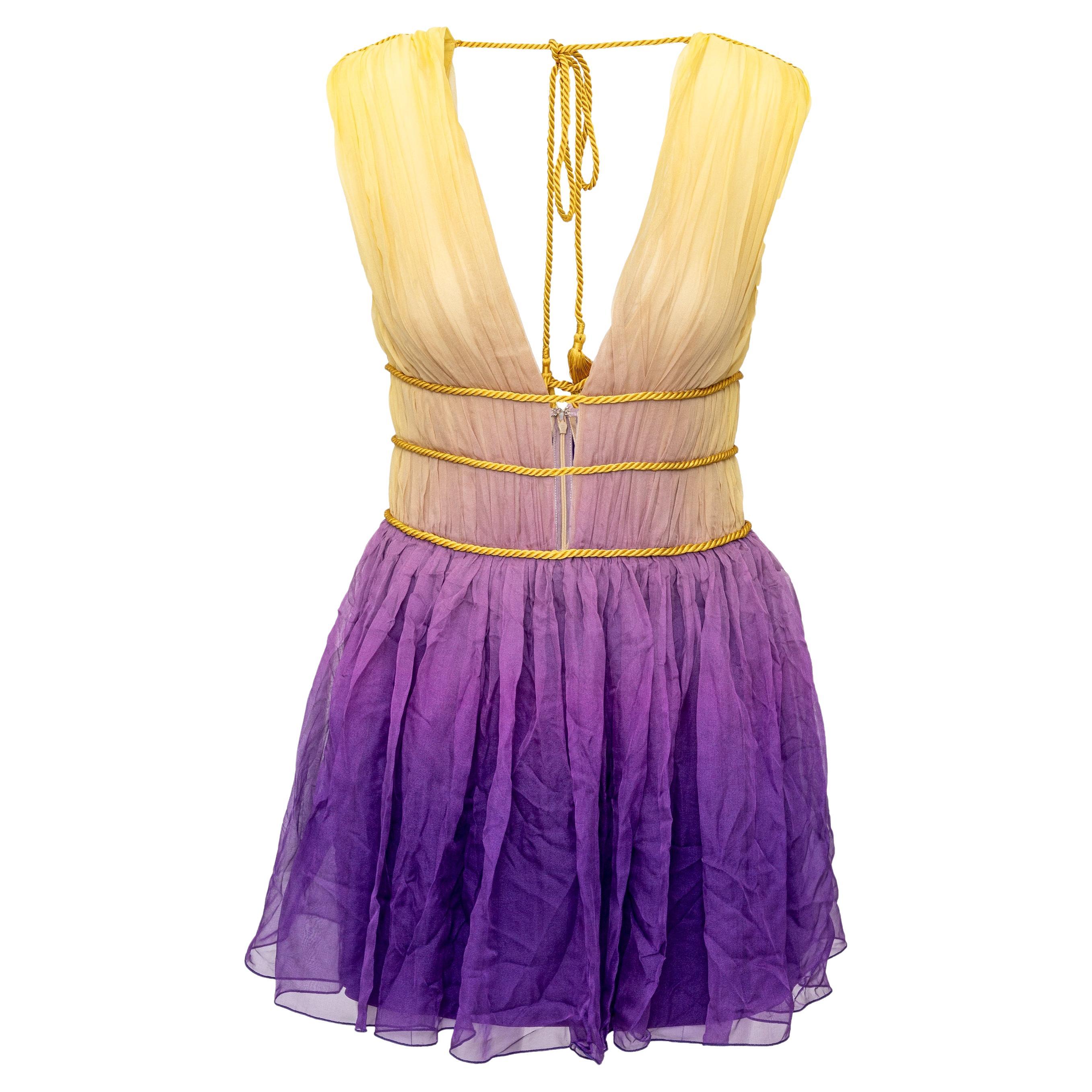 Alberta Ferretti Ombré Mini Dress with Rope Details - '10s For Sale