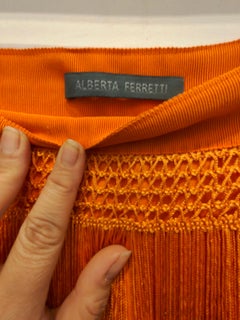 Alberta Ferretti minifalda naranja con flecos talla 42