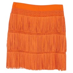 Alberta Ferretti minifalda naranja con flecos talla 42
