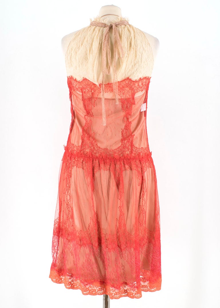 Alberta Ferretti Papayared Lace Dress US 6 For Sale at 1stDibs