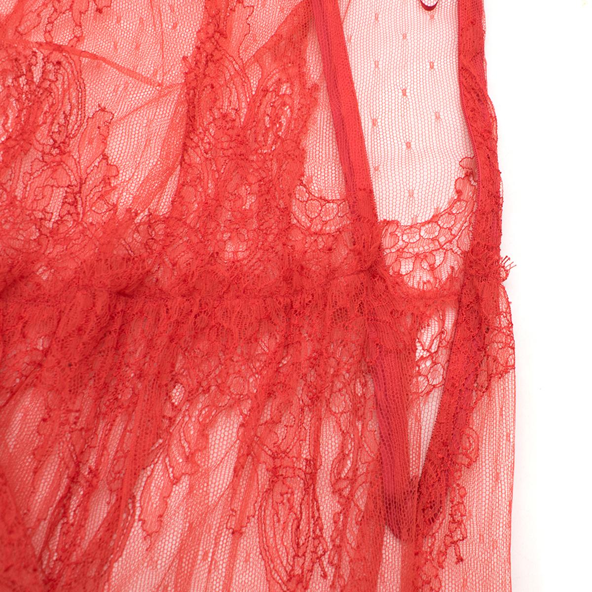 Alberta Ferretti Papaya-red Lace Dress US 6 For Sale 1