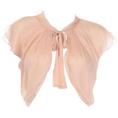 Alberta Ferretti Peach Silk Chiffon Open Front Cap Sleeve Over Blouse Wrap Top