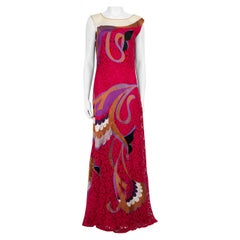 Alberta Ferretti Pink Lace Patterned Maxi Dress Size XL