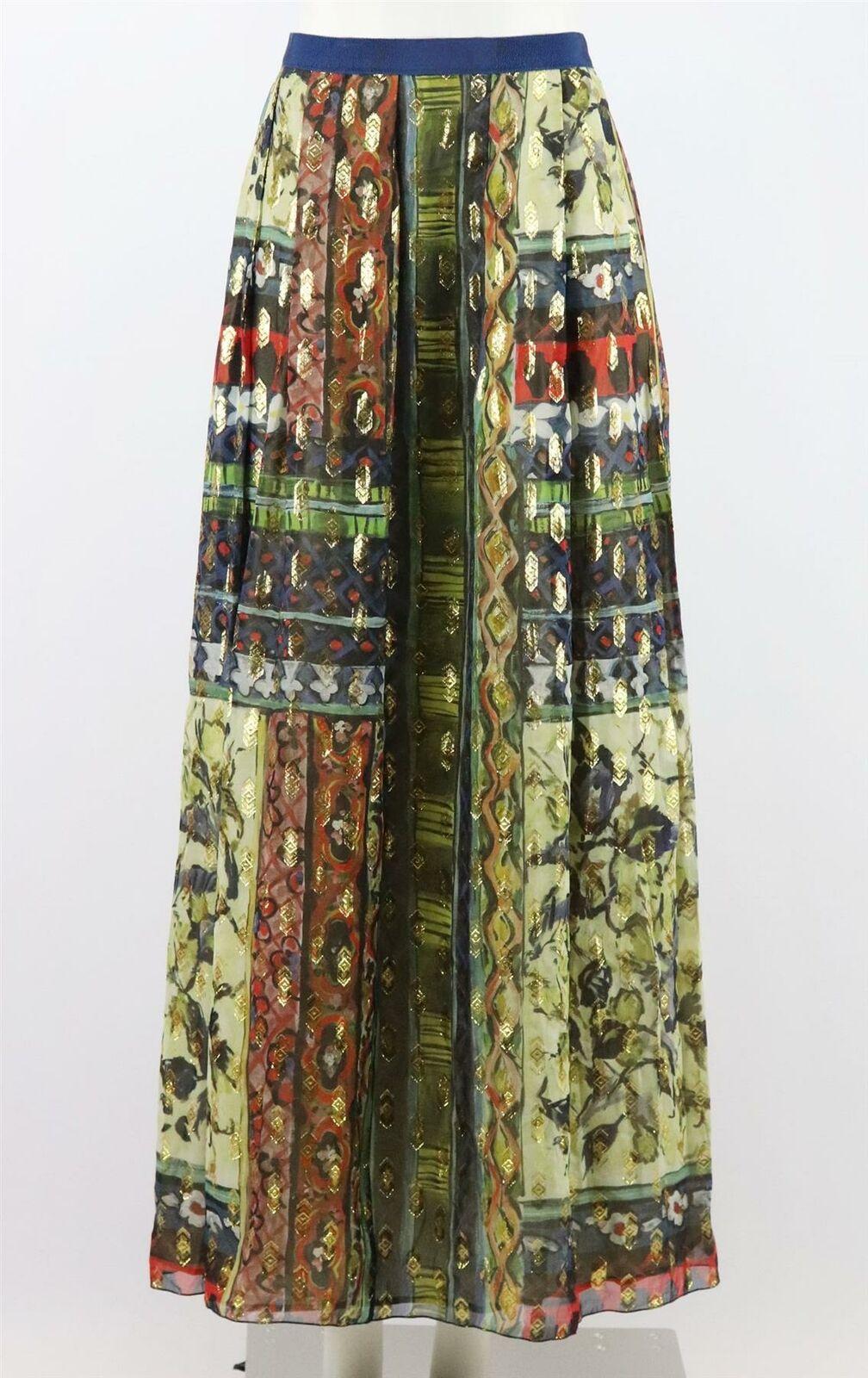 This pleated maxi skirt by Alberta Ferretti has been made for a bold and boho-luxe look, it's cut from breezy silk-chiffon and printed with a geometric design and finished with gold detail throughout.
Multicoloured silk-chiffon.
Concealed hook and