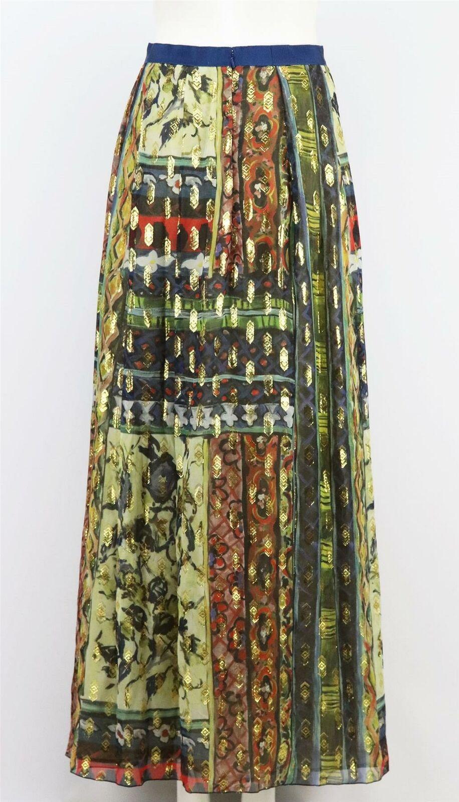 Alberta Ferretti Pleated Printed Silk Chiffon Maxi Skirt In Excellent Condition In London, GB