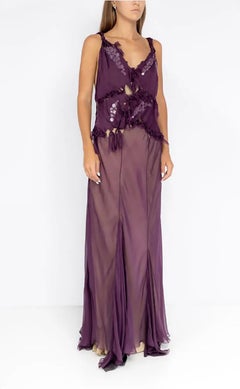 ALBERTA FERRETTI PURPLE LOND CHIFFON DRESS Sz IT 42