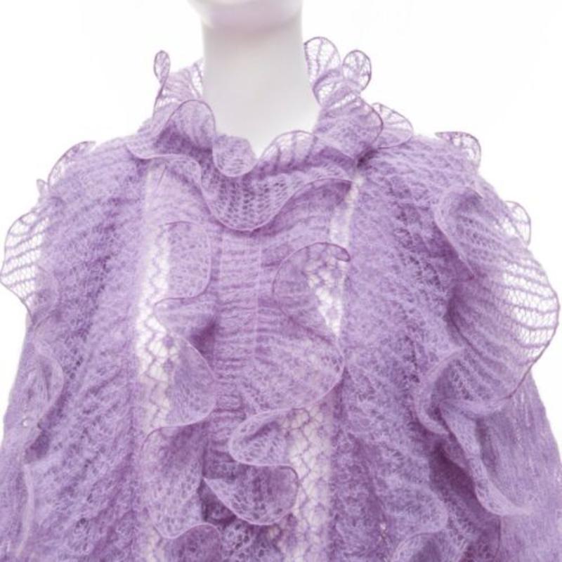 ALBERTA FERRETTI  purple ruffle frill loose knit billow sleeve sweater IT40 S For Sale 2