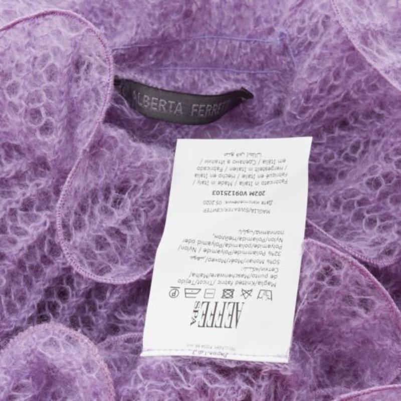 ALBERTA FERRETTI  purple ruffle frill loose knit billow sleeve sweater IT40 S For Sale 3