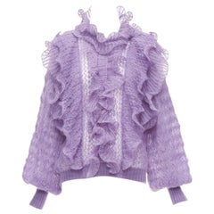 Alberta Ferretti viola, maglione con maniche a balze in maglia larga IT40 S